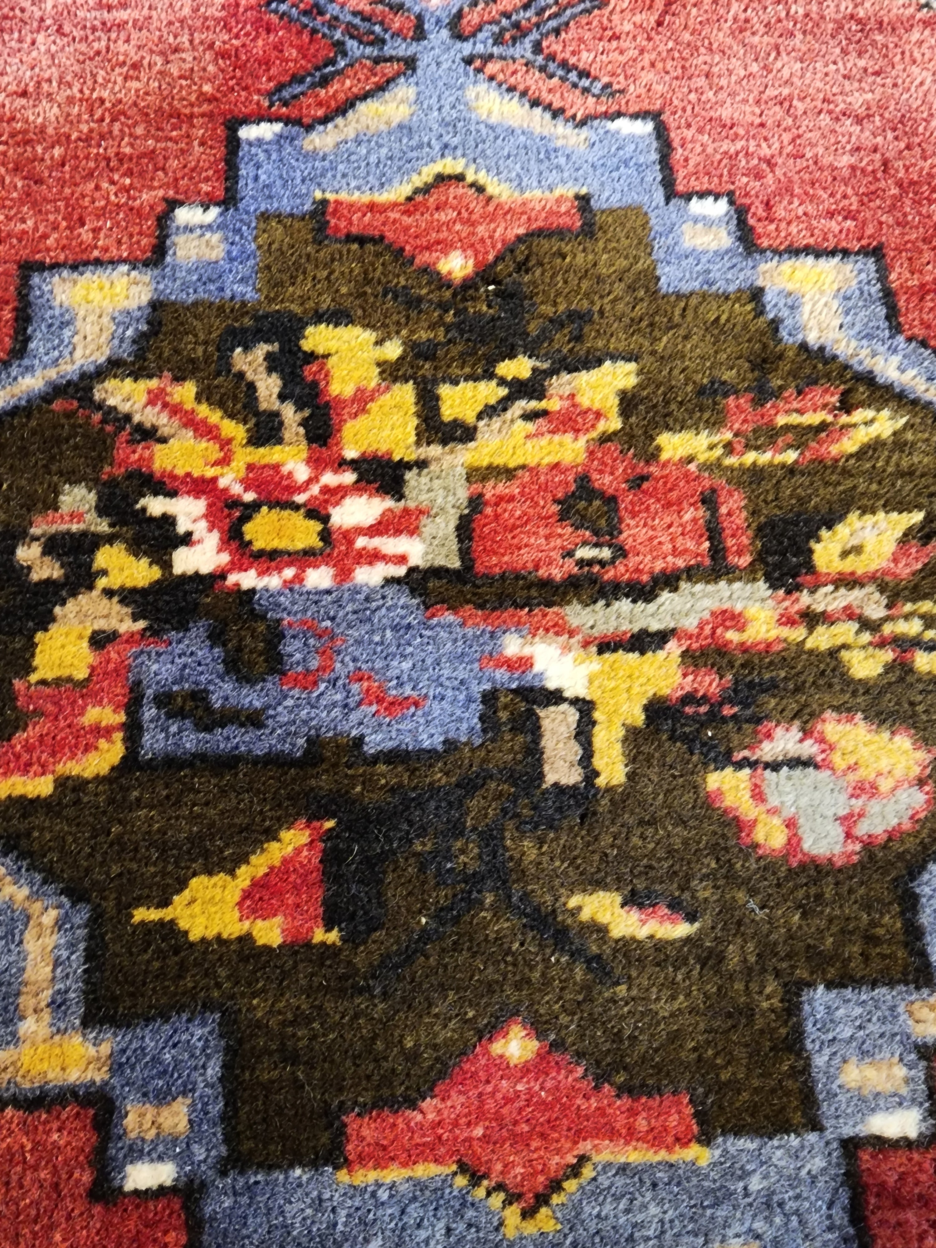 Vintage Turkish Rug, Handmade Wool Anatolian Mat (3'3"x1'9")