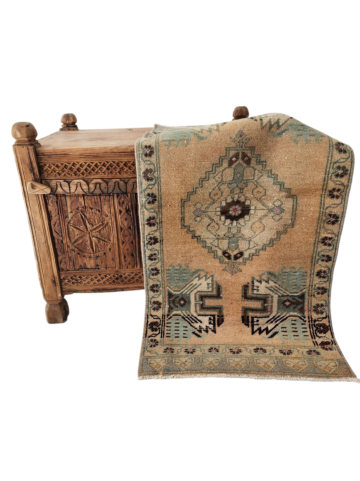 vintage Anatolian Small Rug — back view