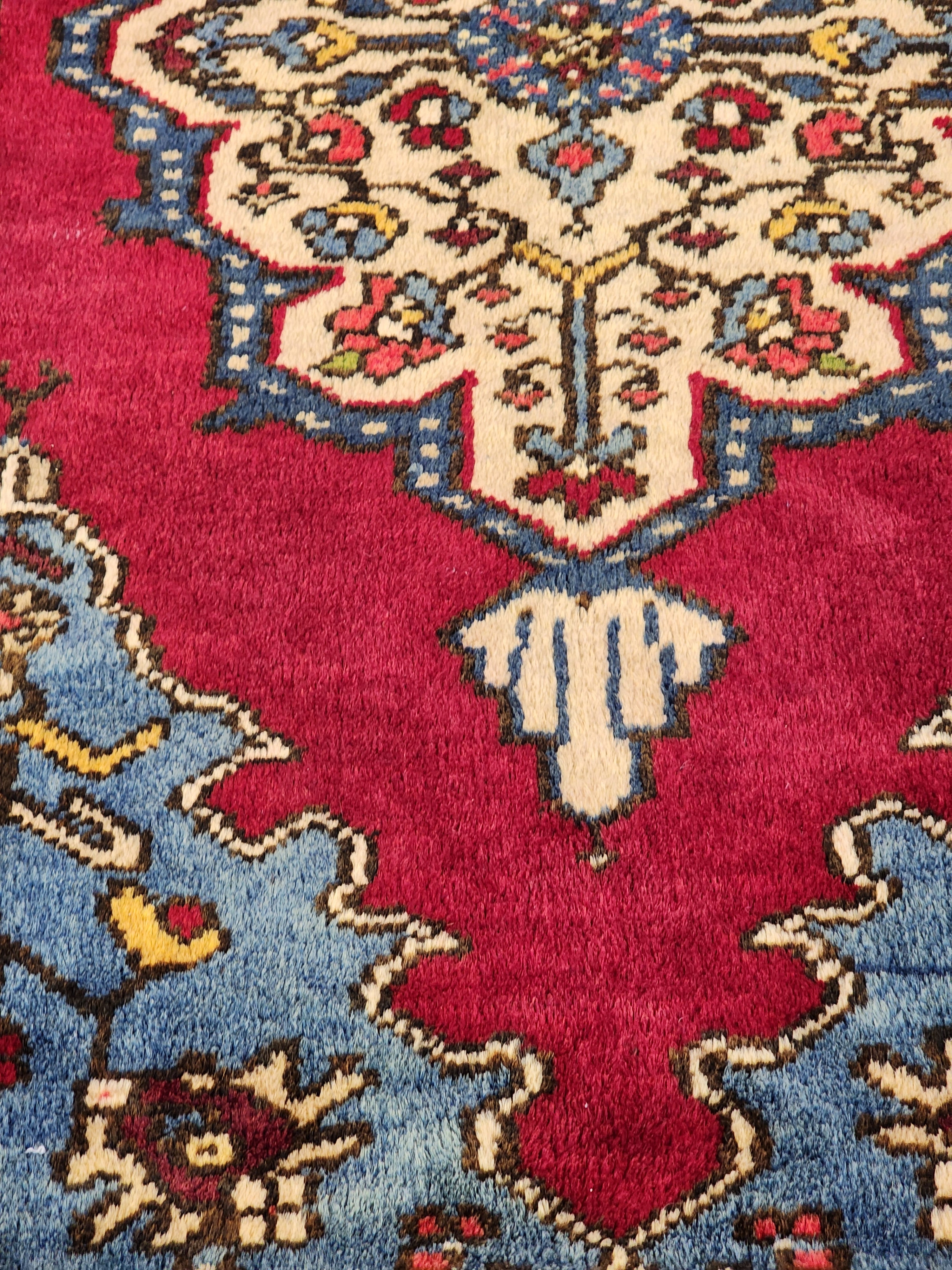 Handwoven Turkish Wool Rug, 8x4, Tribal Geometric Design