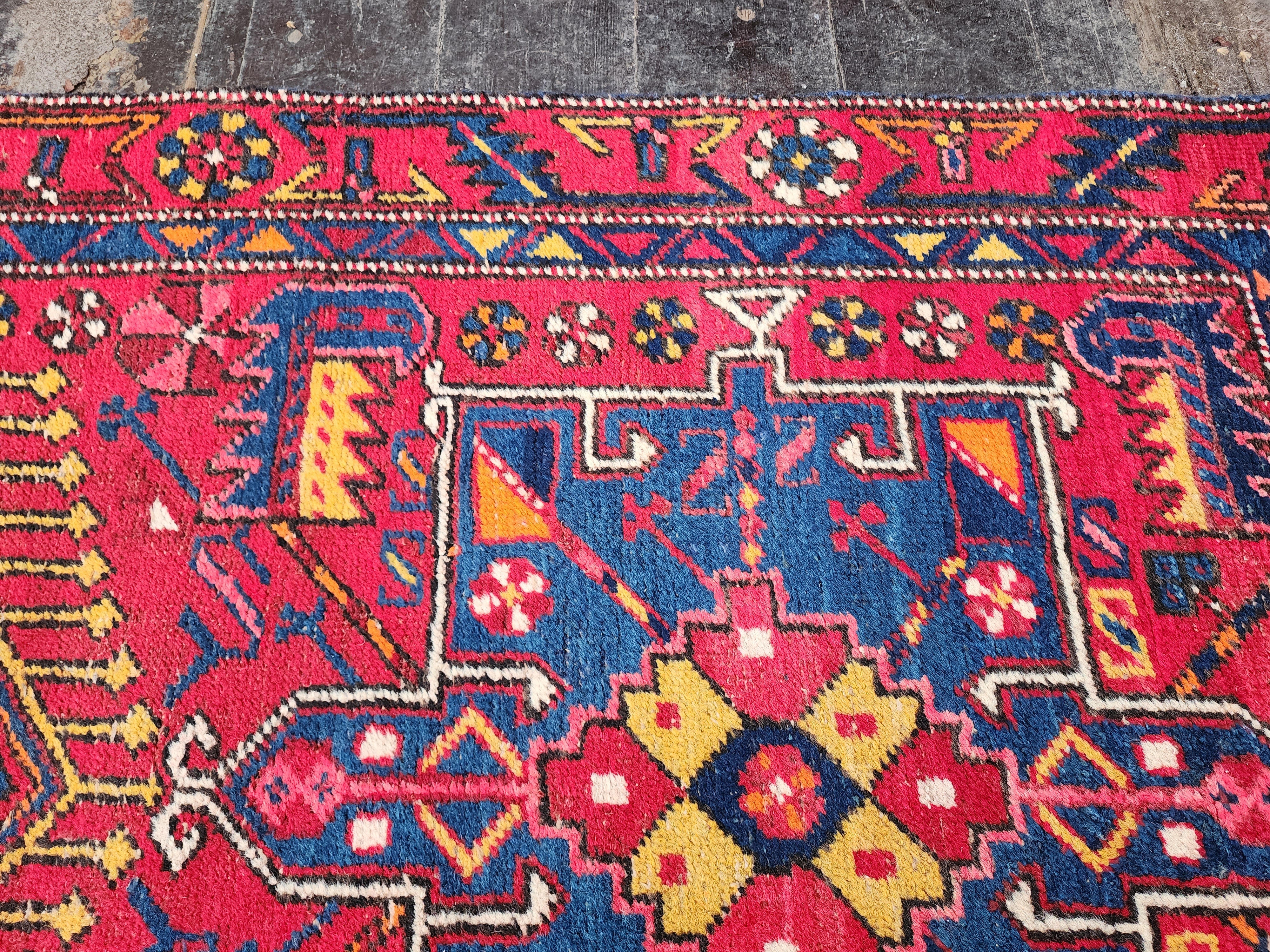 Vintage Red and Blue Persian Runner Rug, ''3''x 10'6''