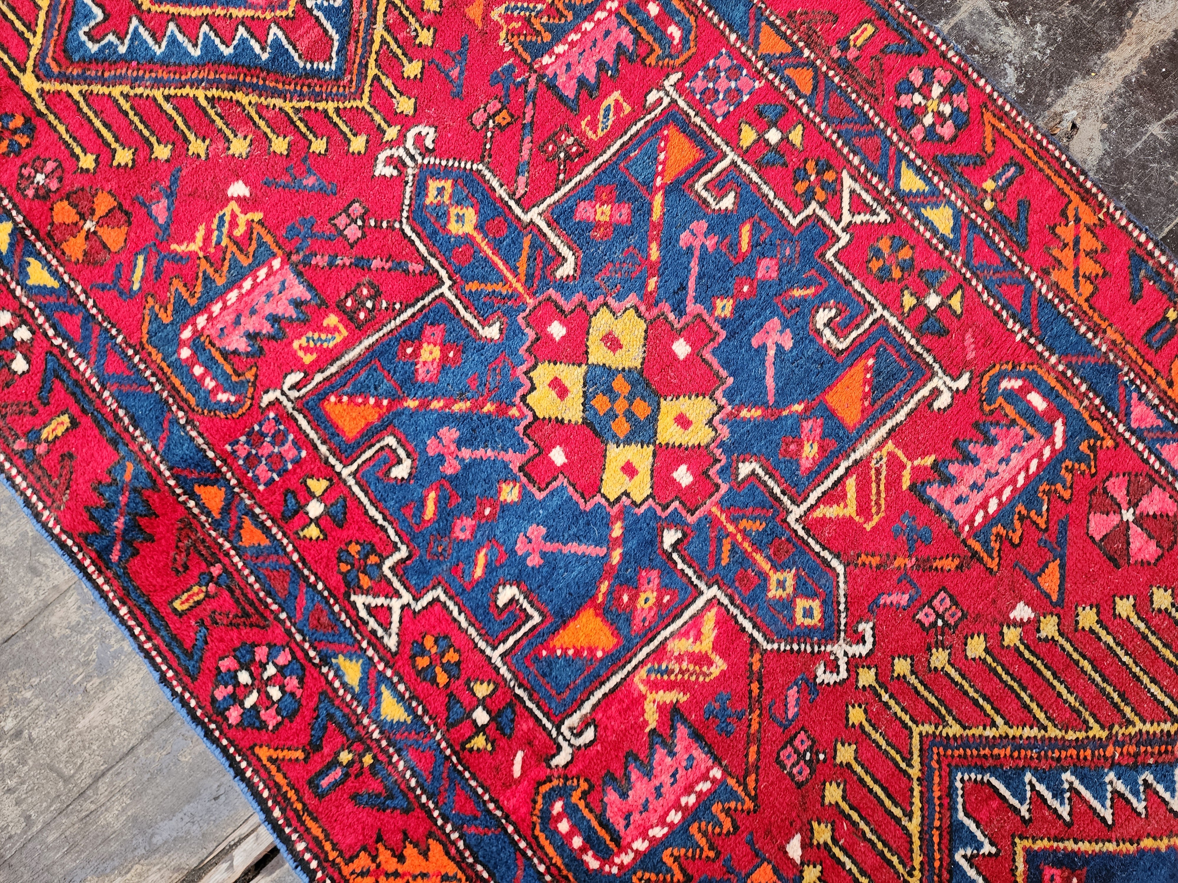 Vintage Red and Blue Persian Runner Rug, ''3''x 10'6''