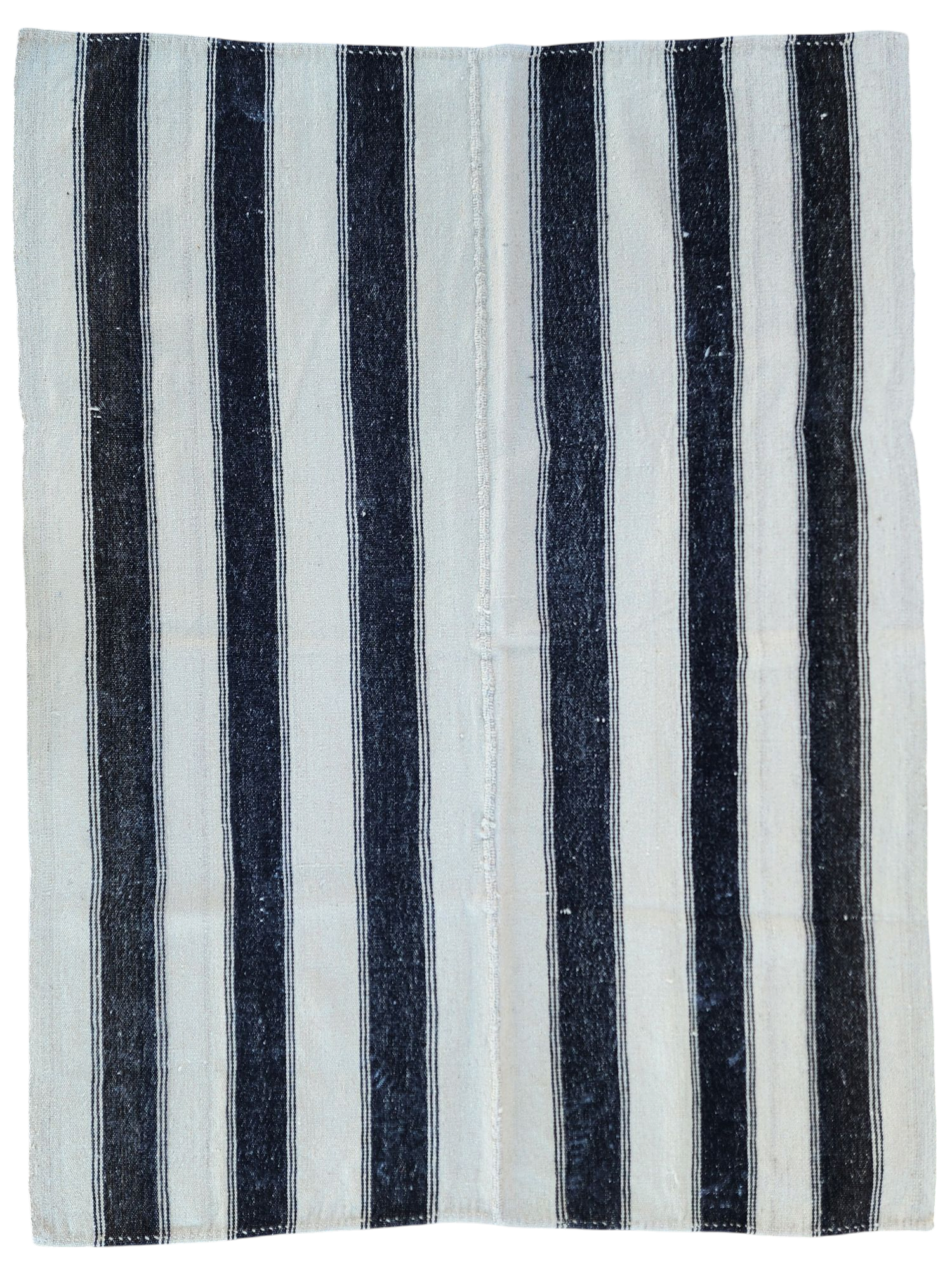 Black stripe handwoven kilim rug, 5'7''x4'6''