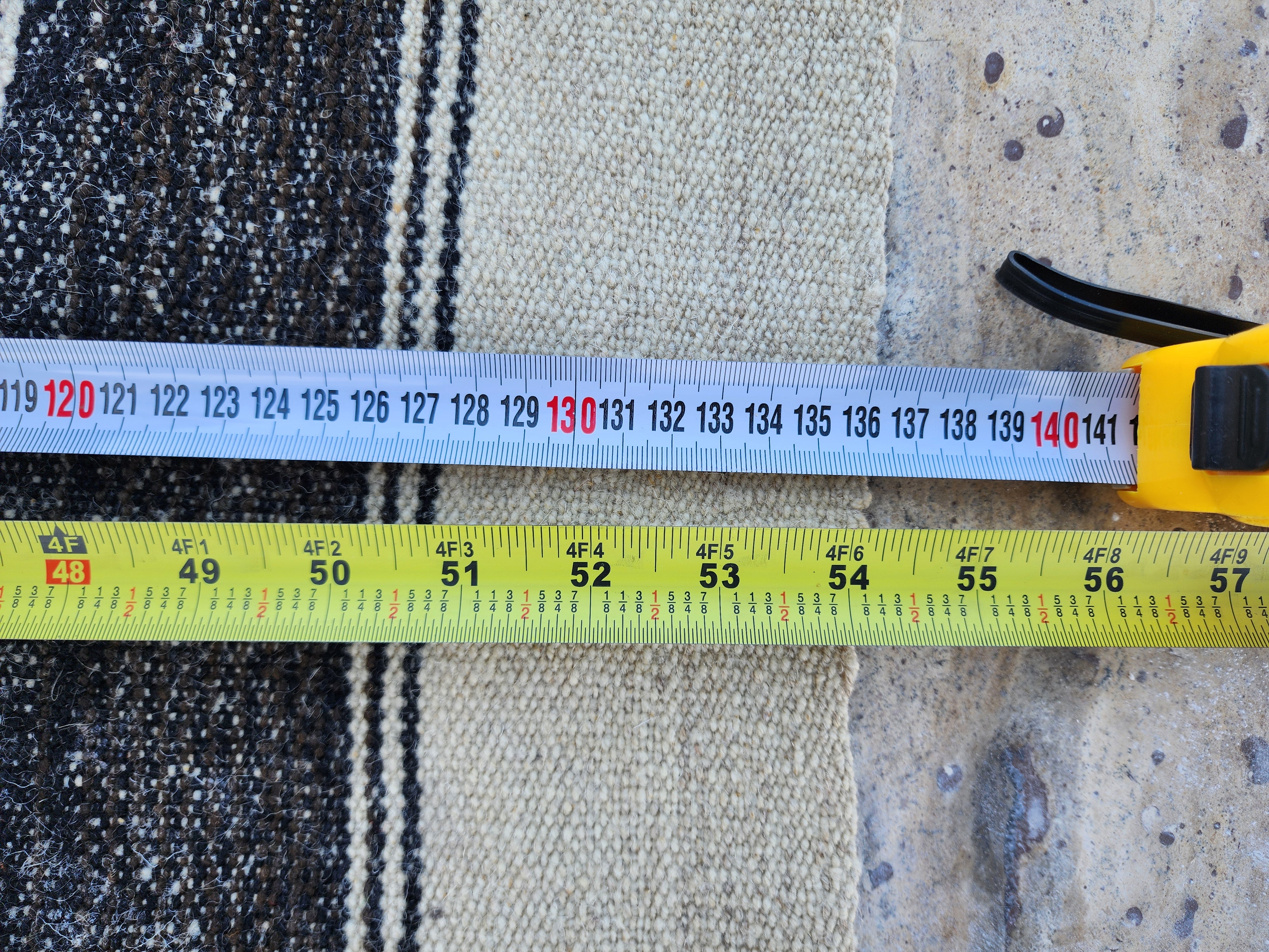 Black stripe handwoven kilim rug, 5'7''x4'6''