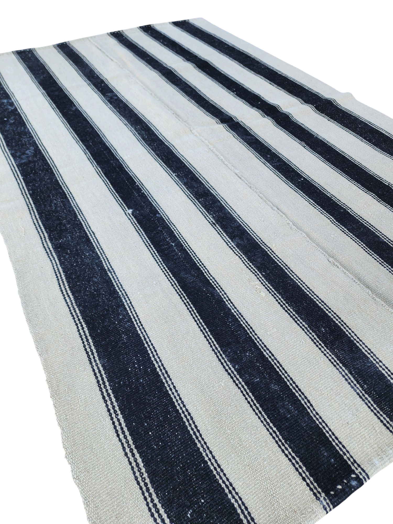 Black stripe handwoven kilim rug, 5'7''x4'6''