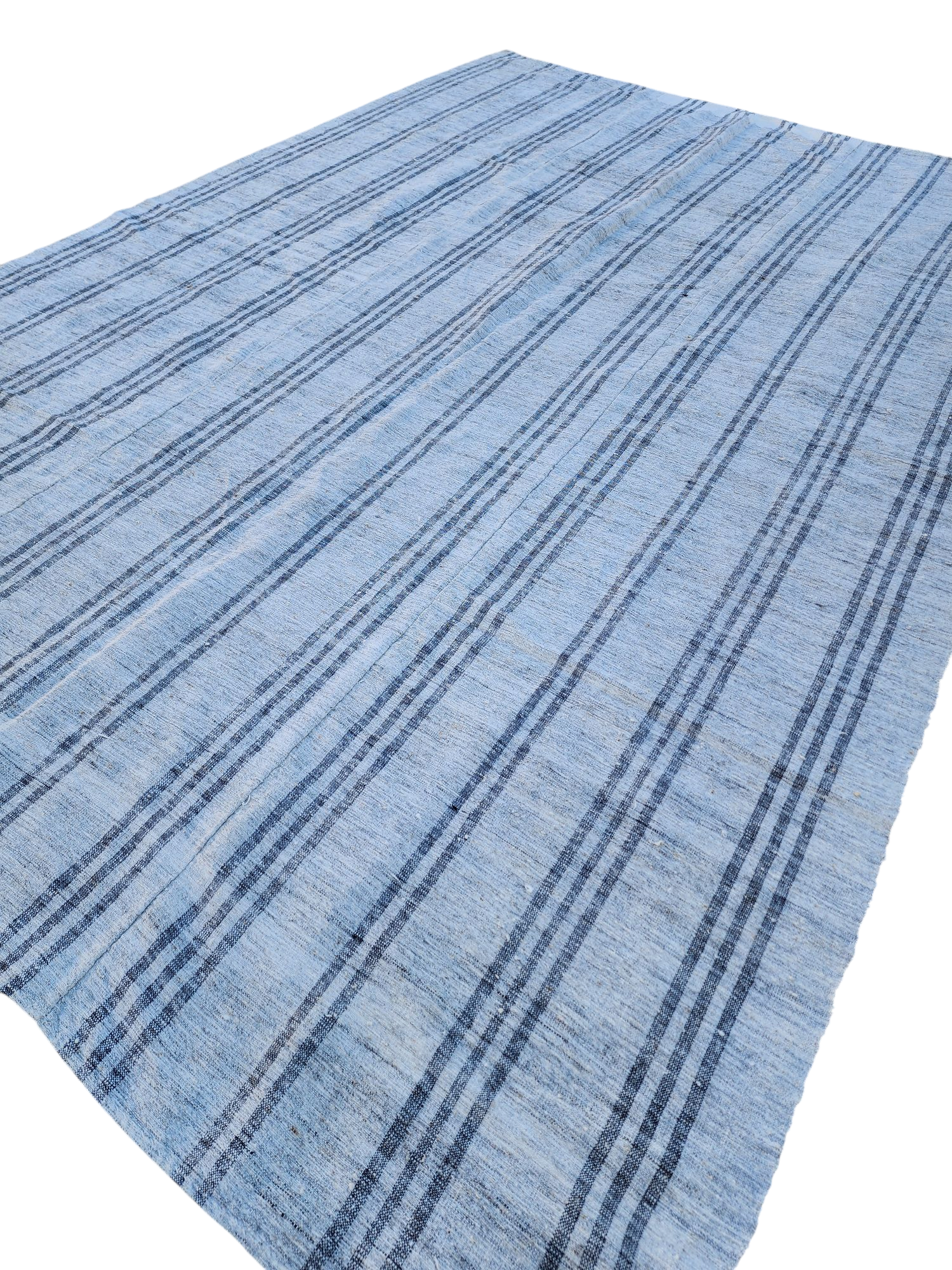Grid pattern in white and black, handwoven kilim rug, 6'6''x9'8''