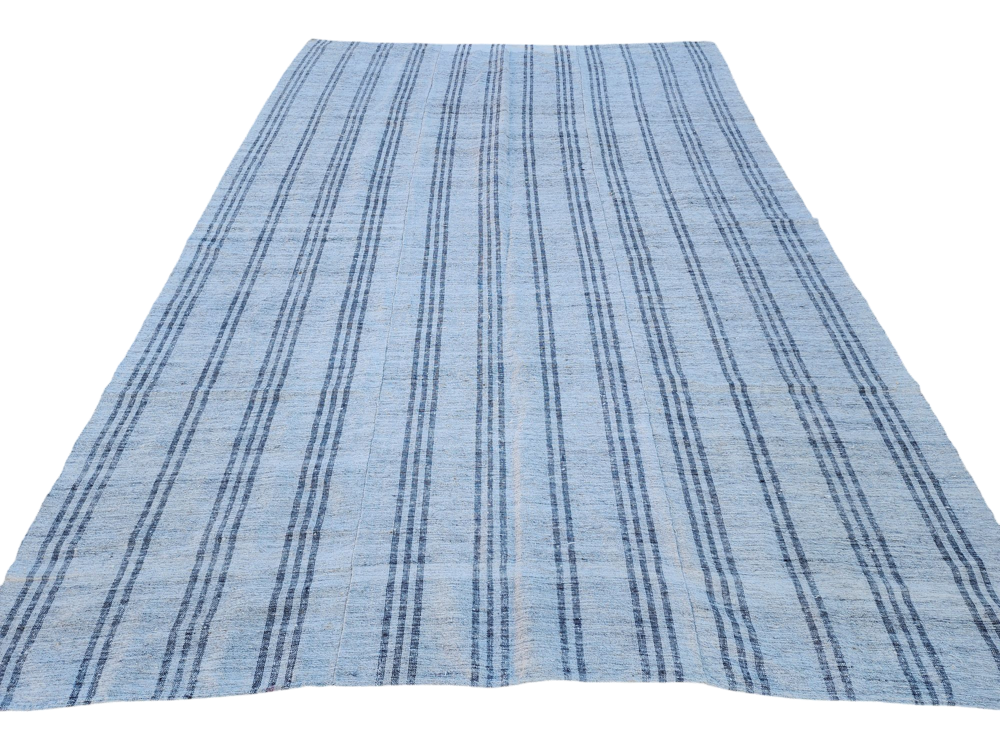 Grid pattern in white and black, handwoven kilim rug, 6'6''x9'8''