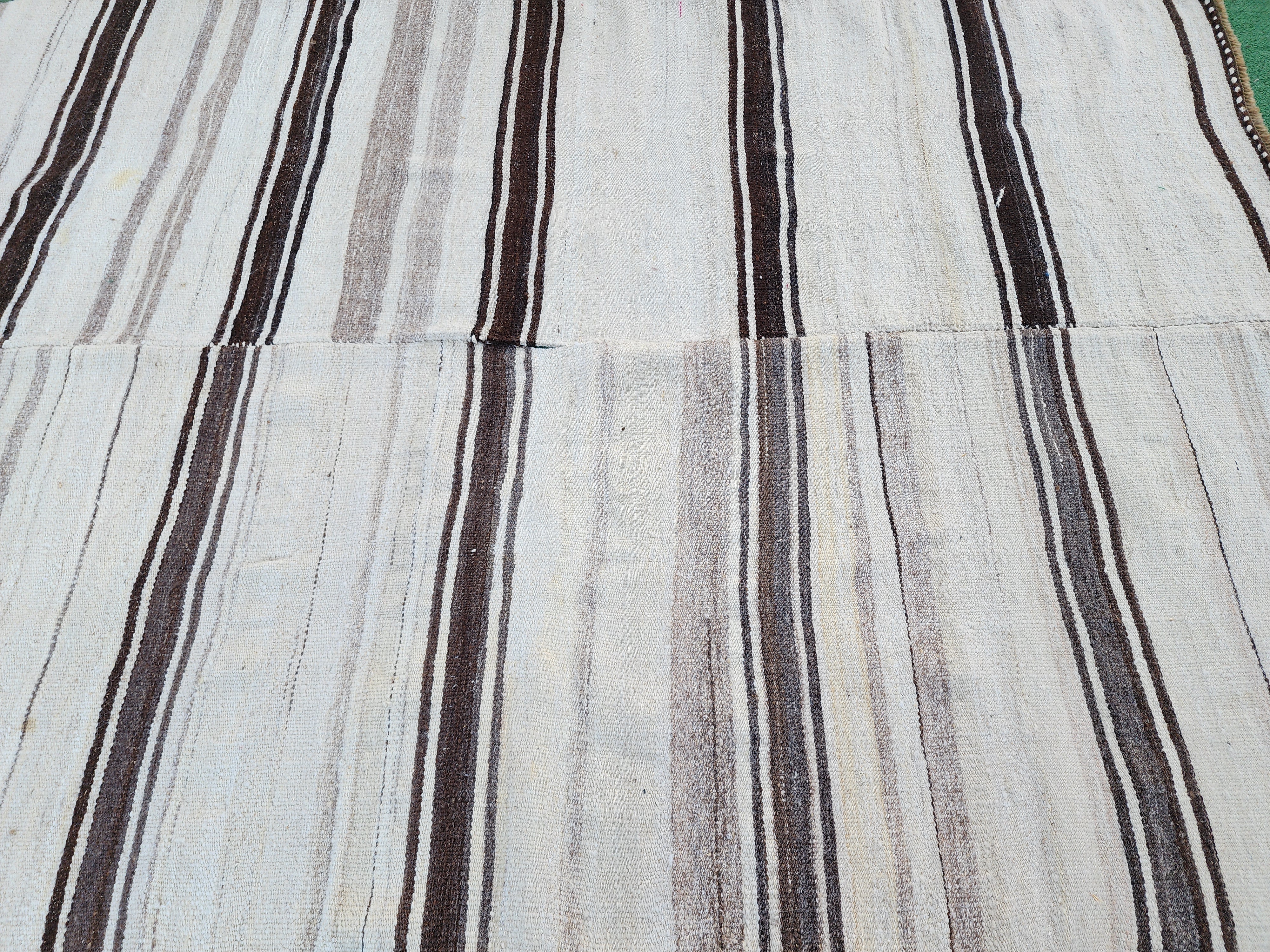 Black stripe handwoven kilim rug, 6'4''x4'6''