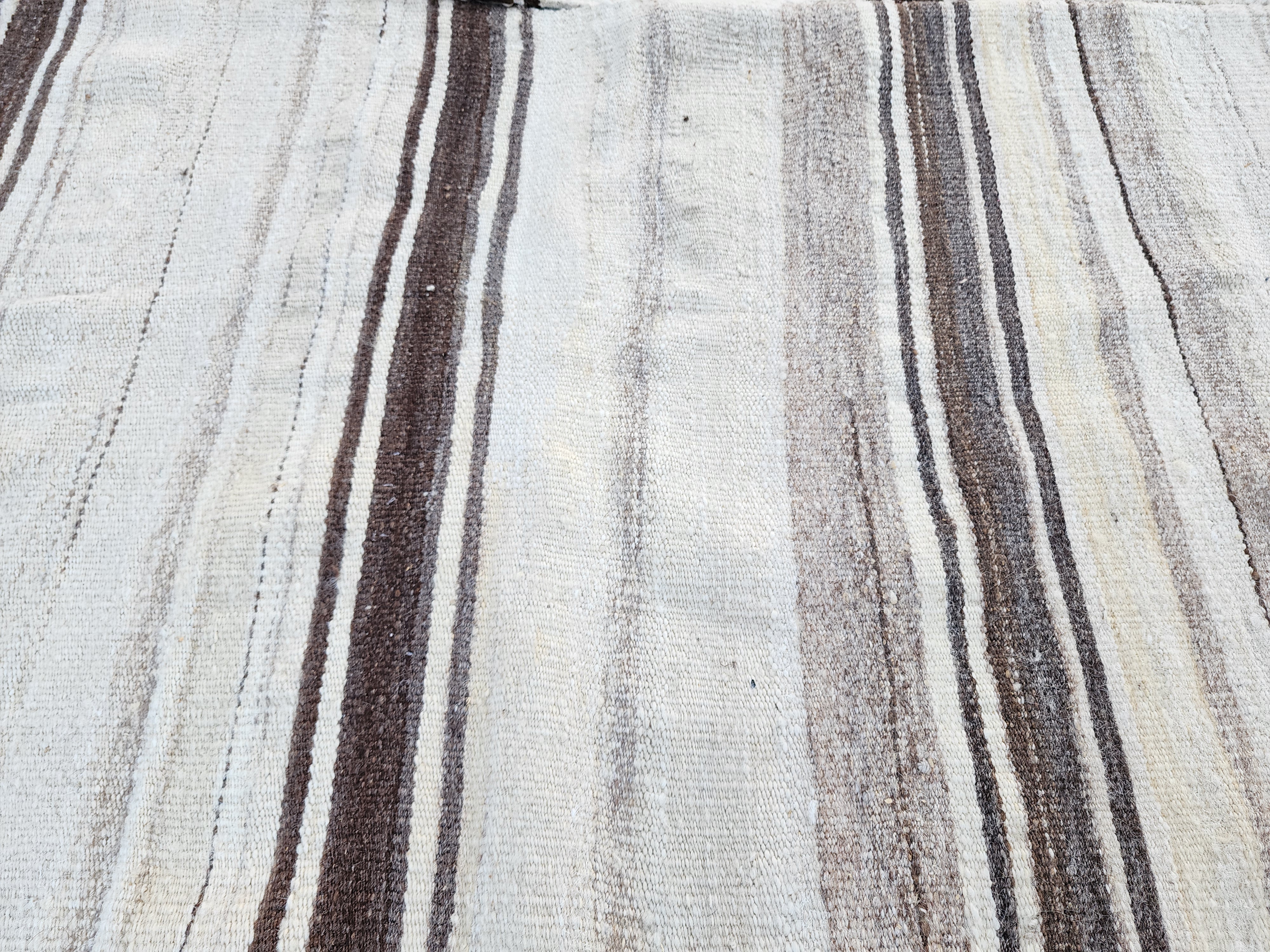 Black stripe handwoven kilim rug, 6'4''x4'6''