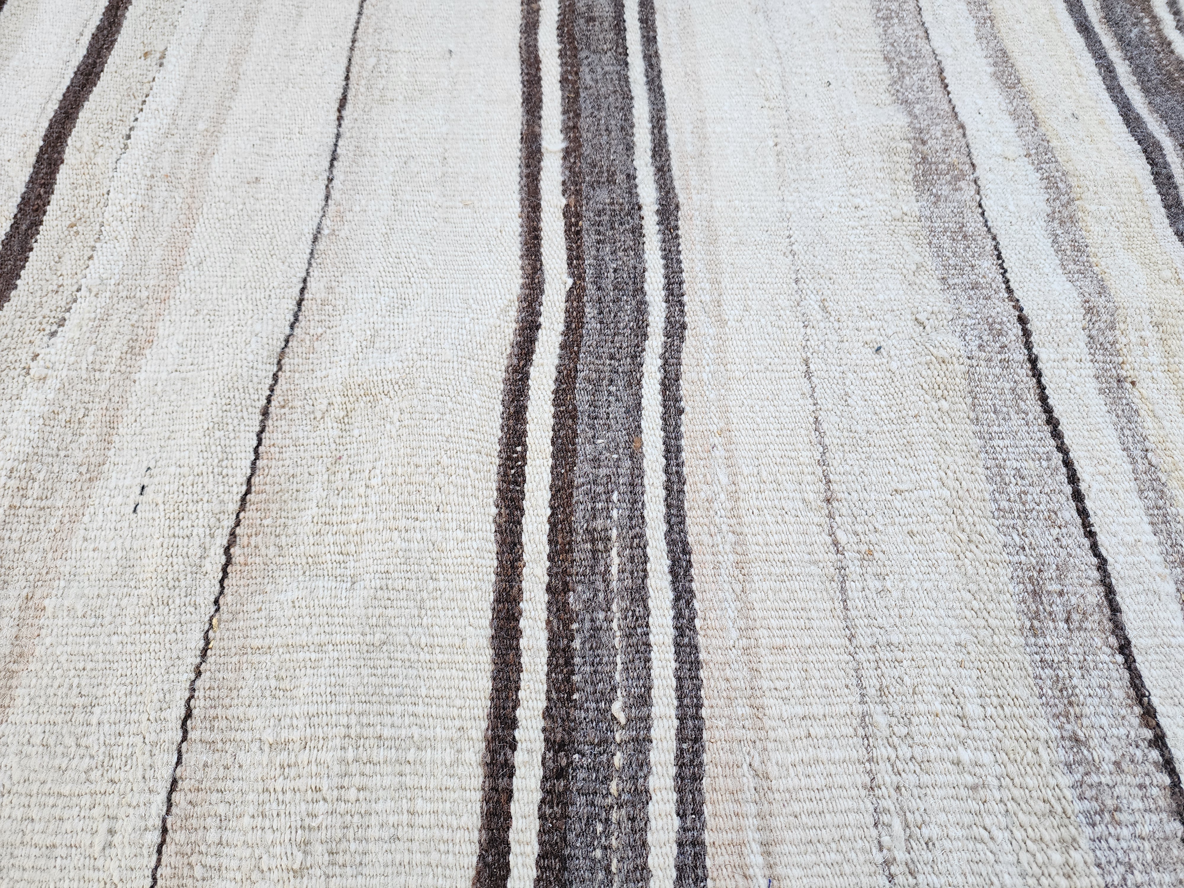 Black stripe handwoven kilim rug, 6'4''x4'6''