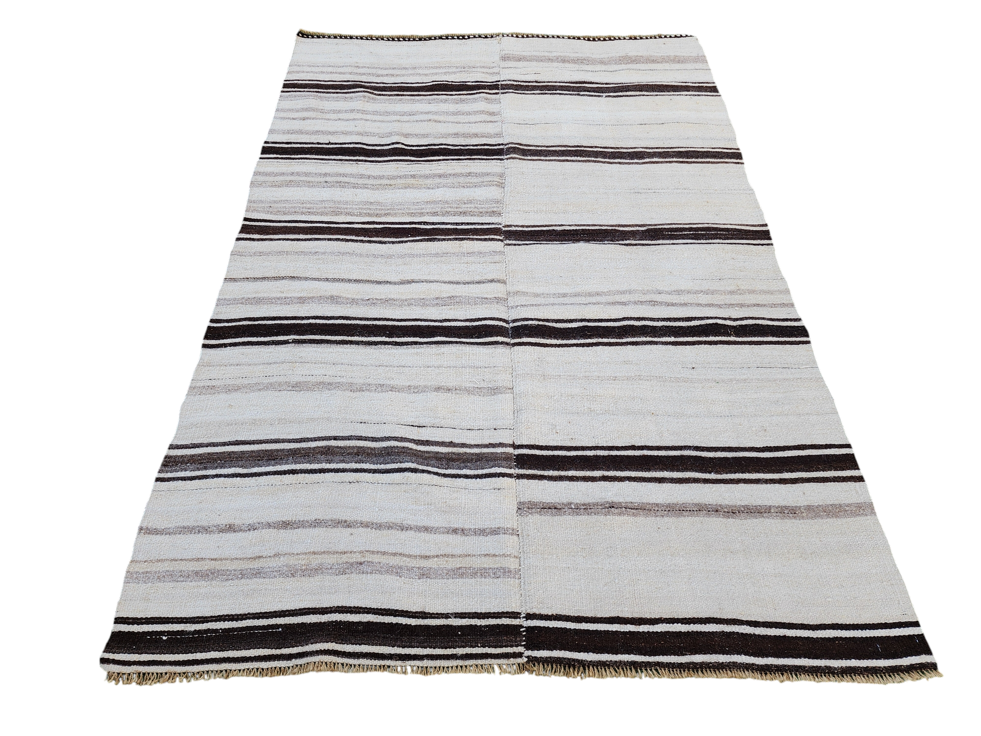 Black stripe handwoven kilim rug, 6'7''x4'5''