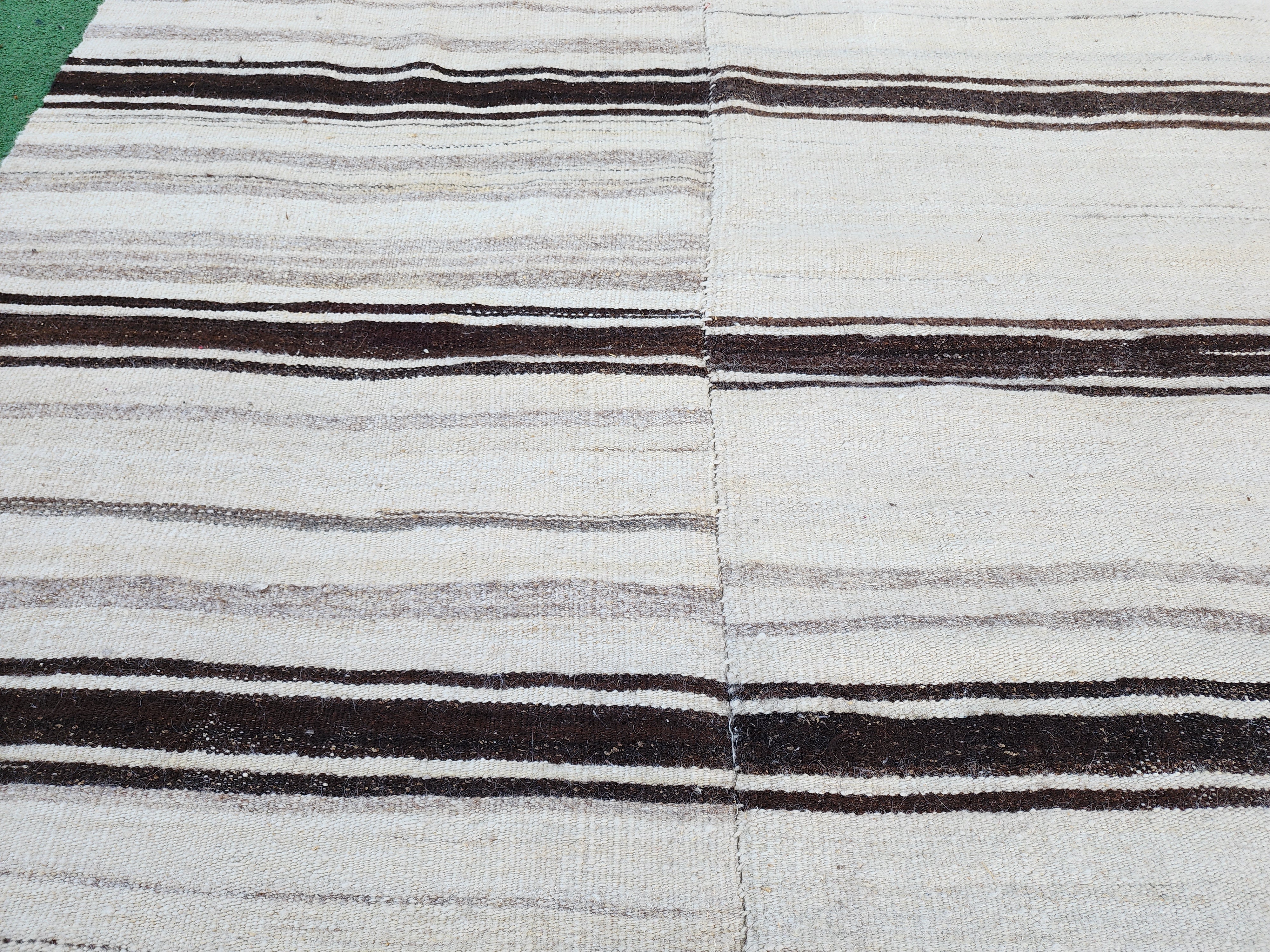 Black stripe handwoven kilim rug, 6'7''x4'5''