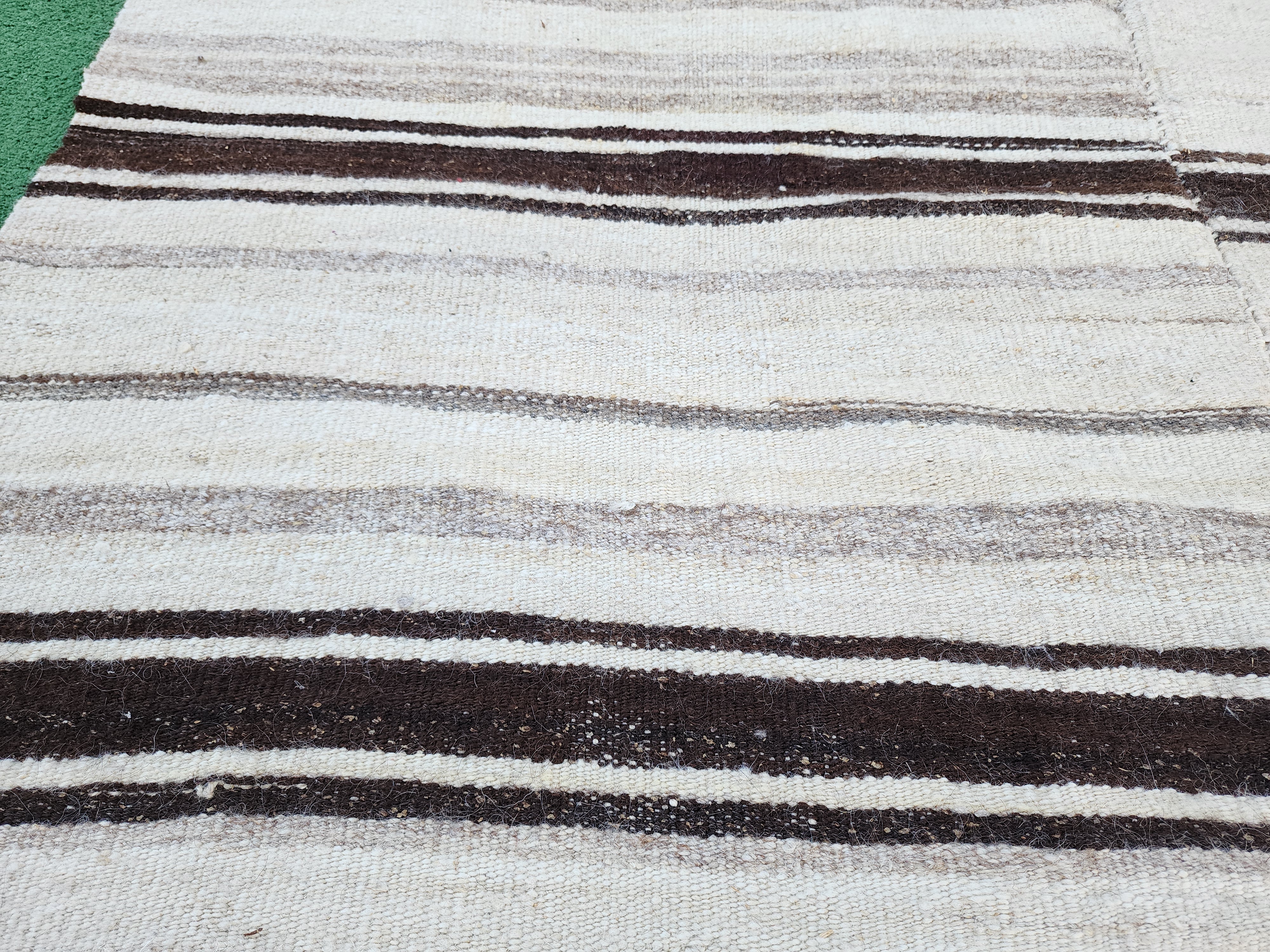 Black stripe handwoven kilim rug, 6'7''x4'5''