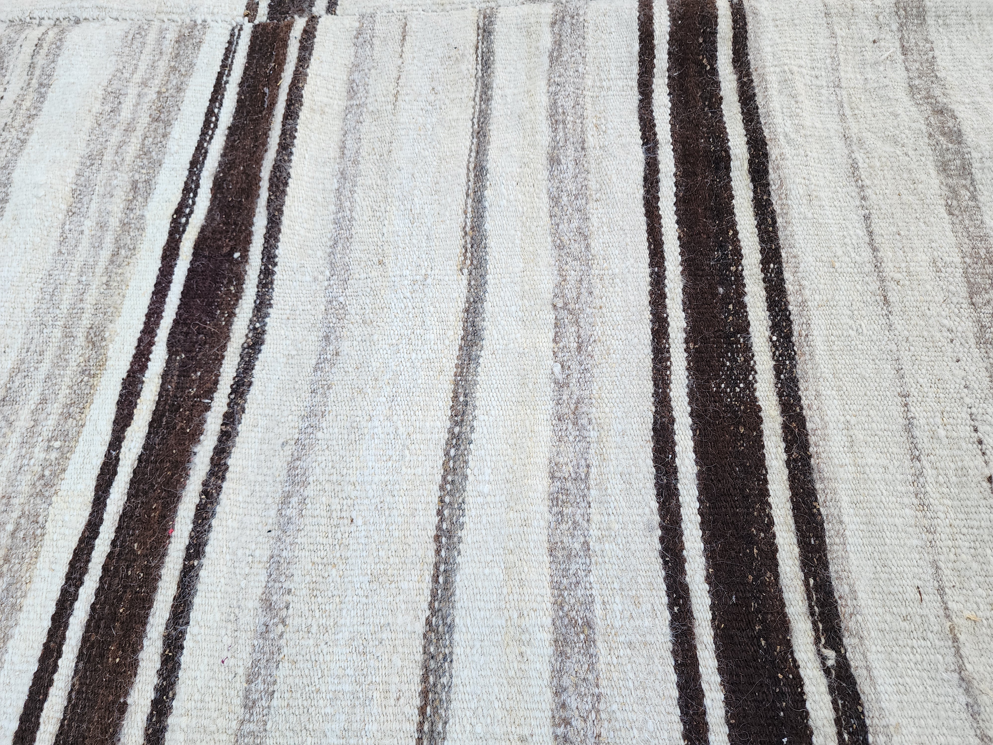 Black stripe handwoven kilim rug, 6'7''x4'5''