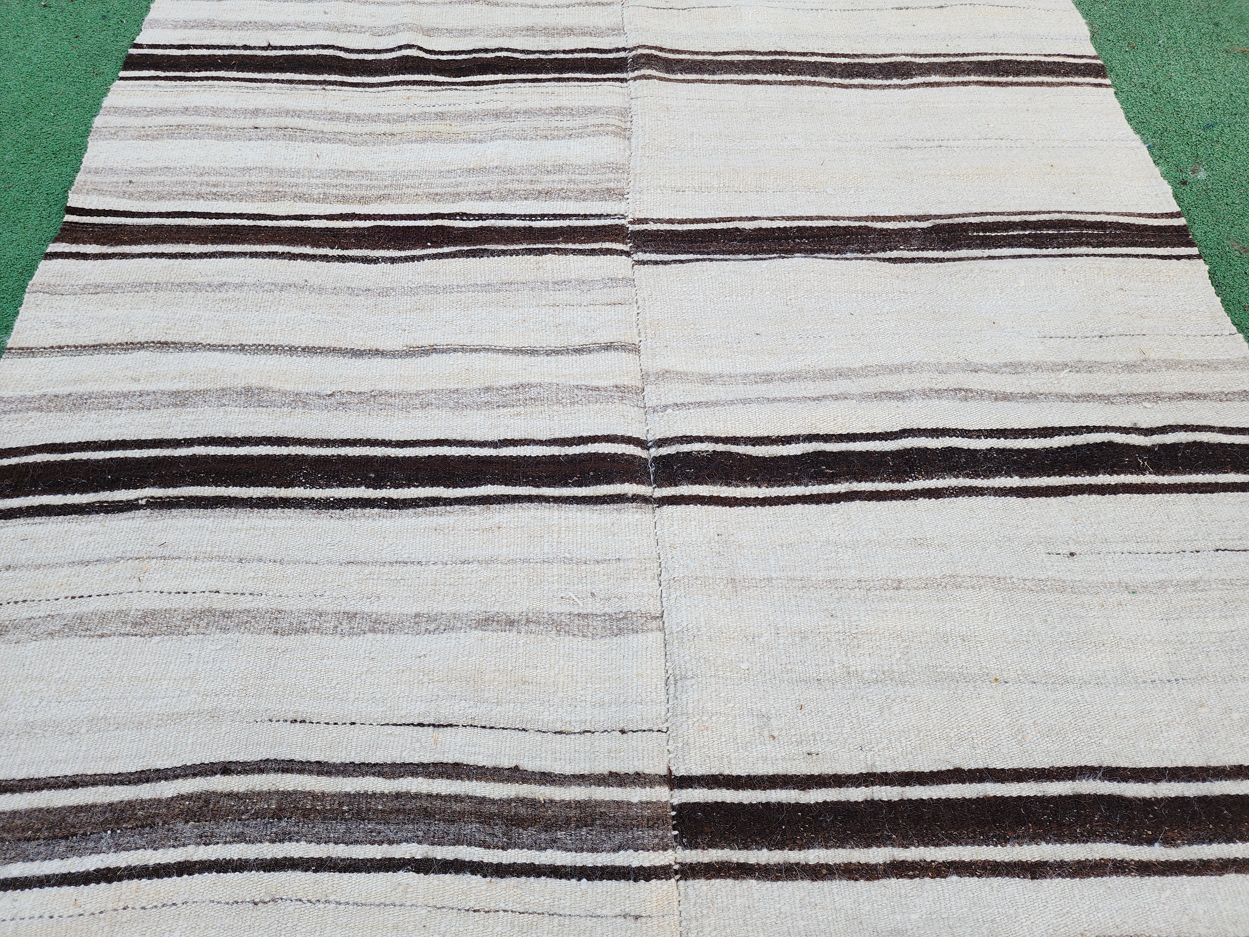 Black stripe handwoven kilim rug, 6'7''x4'5''