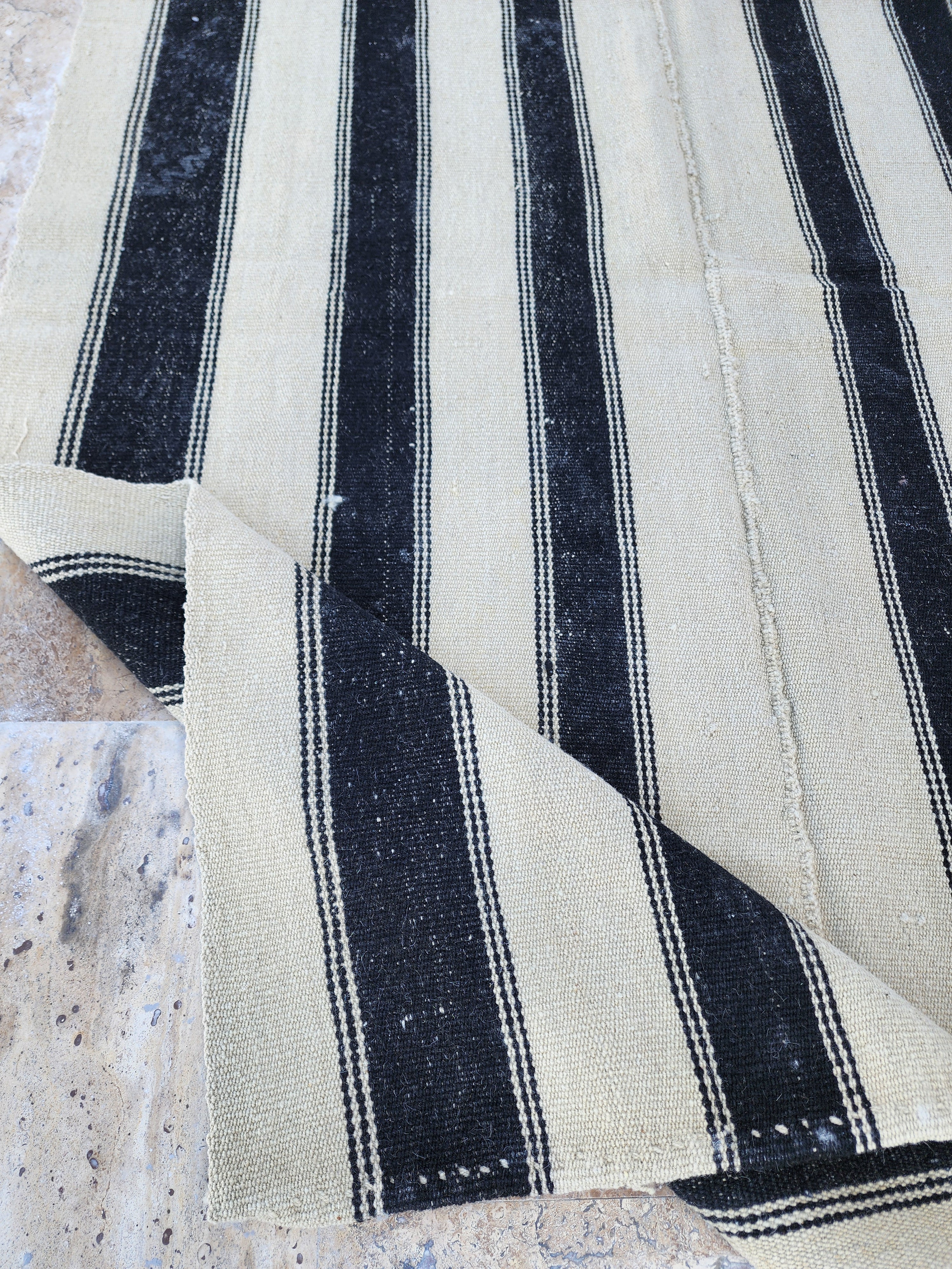 vintage Anatolian Wool Small Rug — edge weave