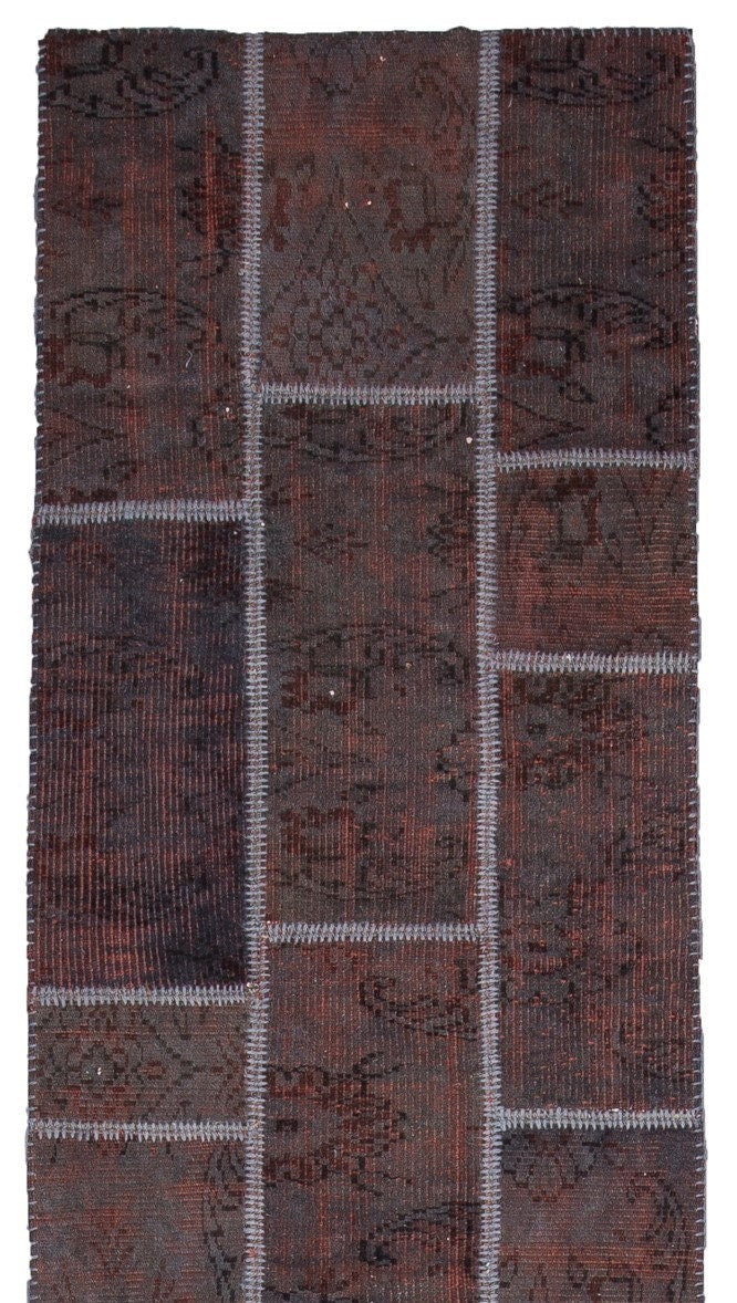 Tapis de couloir patchwork vintage 13'1''x2'9''