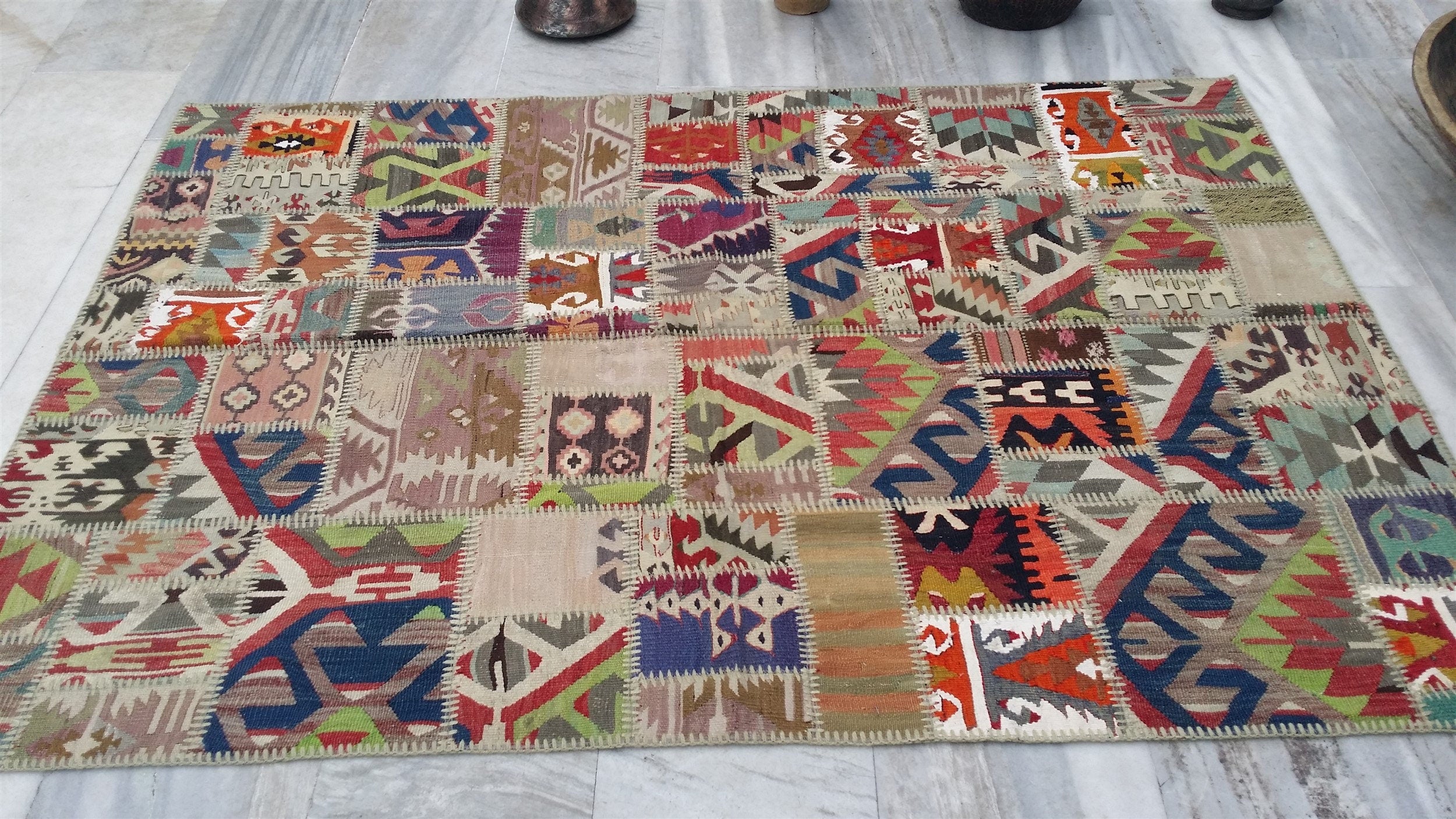 Multicolour Patchwork Kilim Rug 6'3''x4'6''