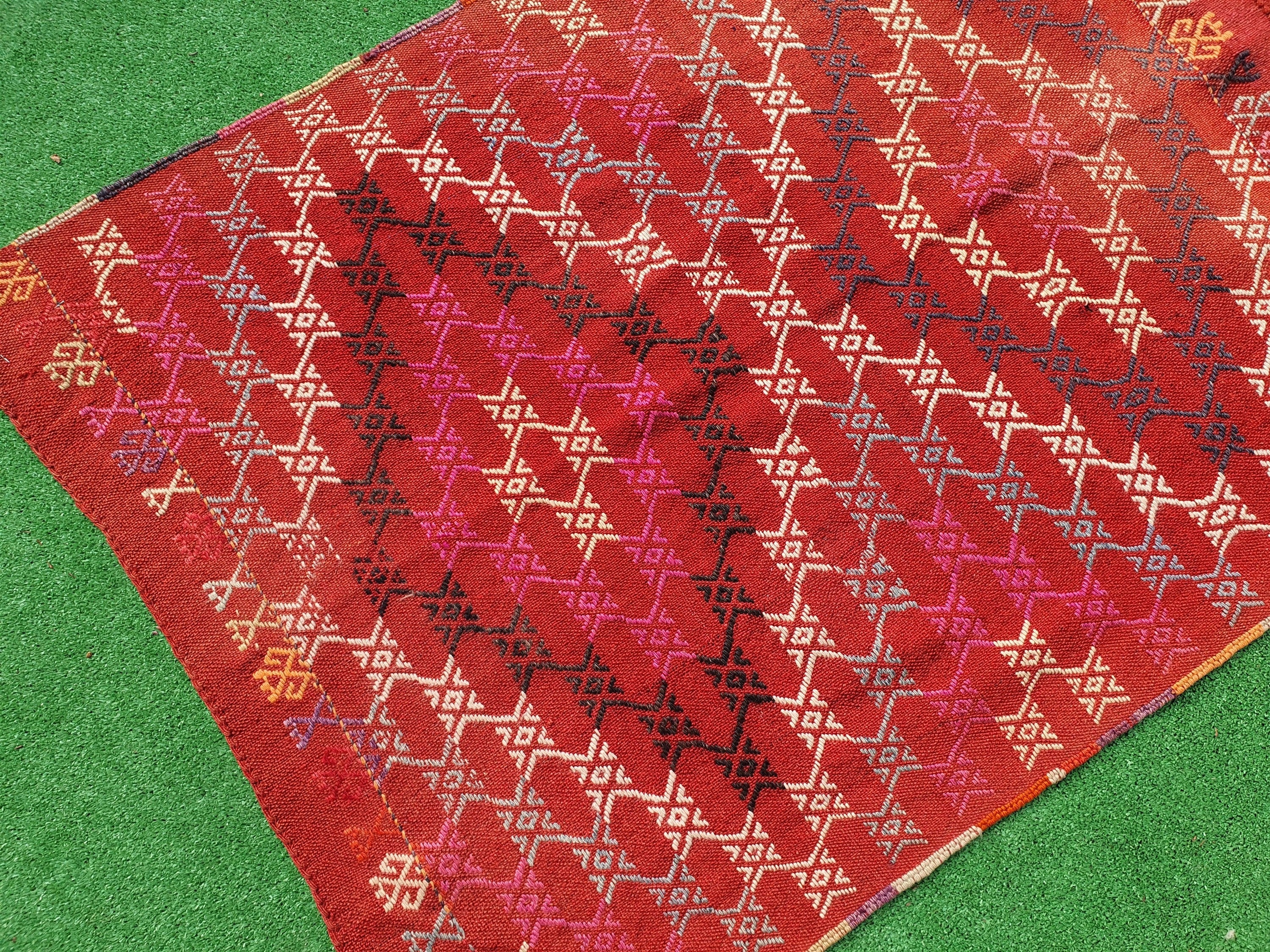 Alfombra Kilim turca, 3 pies 8 pulgadas x 3 pies, alfombra de puerta Cicim bordada