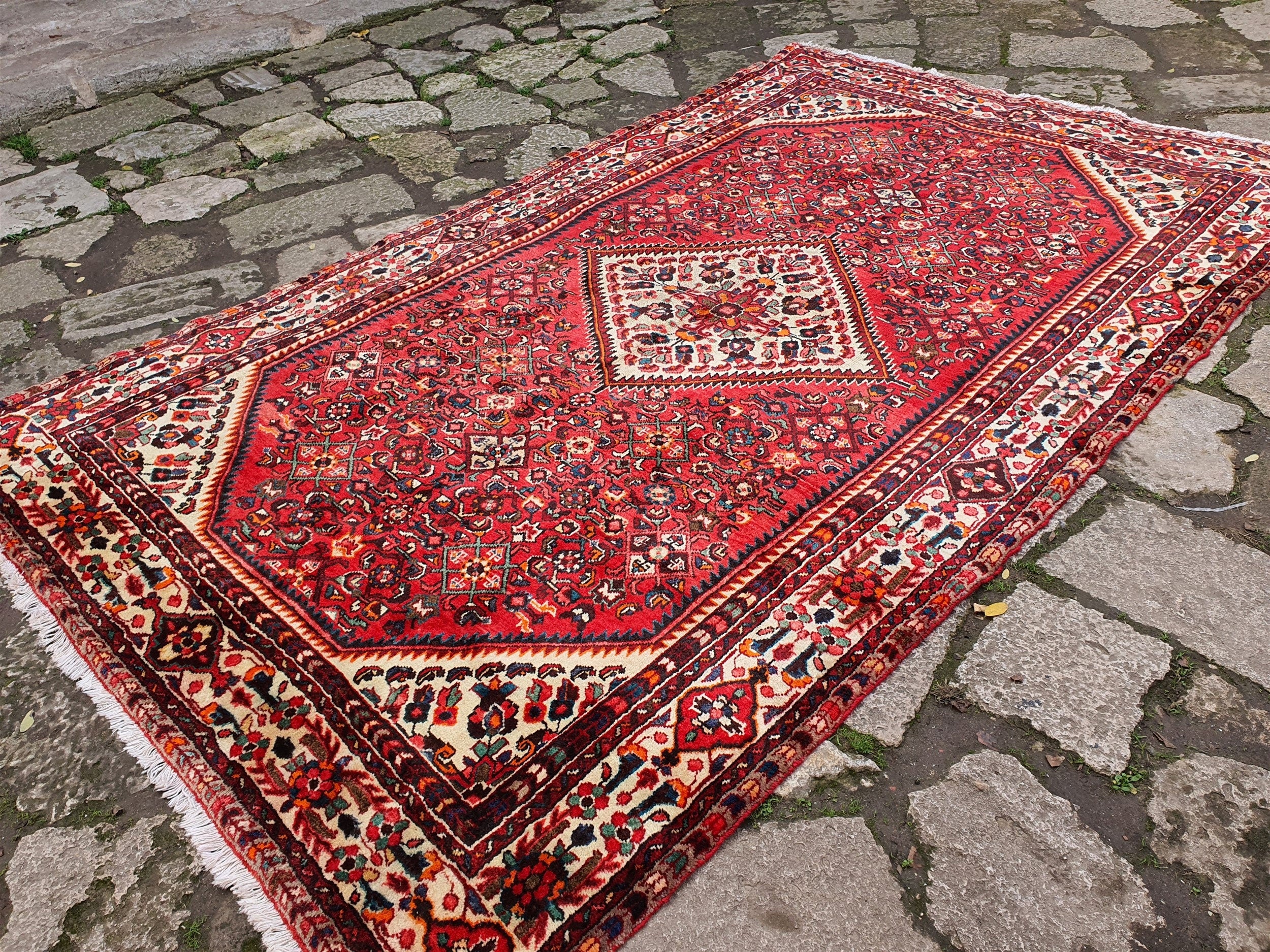 Large Persian Rug 10'8''x6'6'' Red and Blue