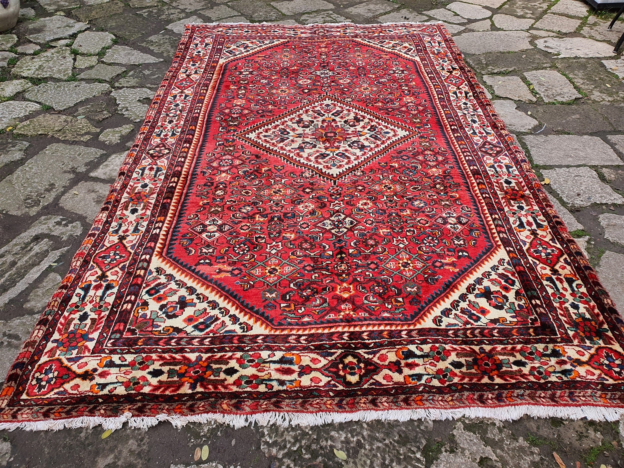Large Persian Rug 10'8''x6'6'' Red and Blue