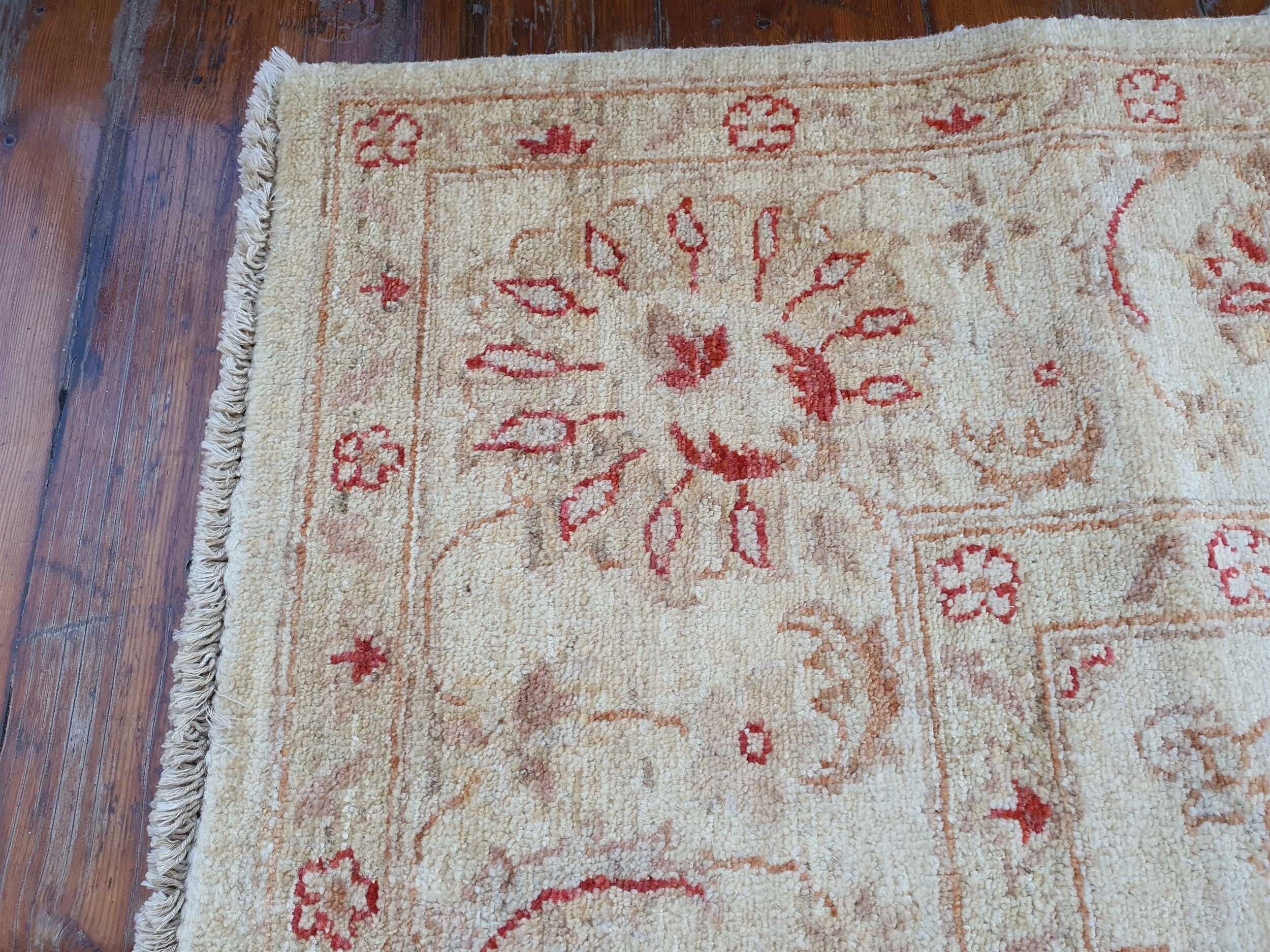 Turkish Usak Rug 6 x 5 ft Beige Brow Superfine Wool Rug