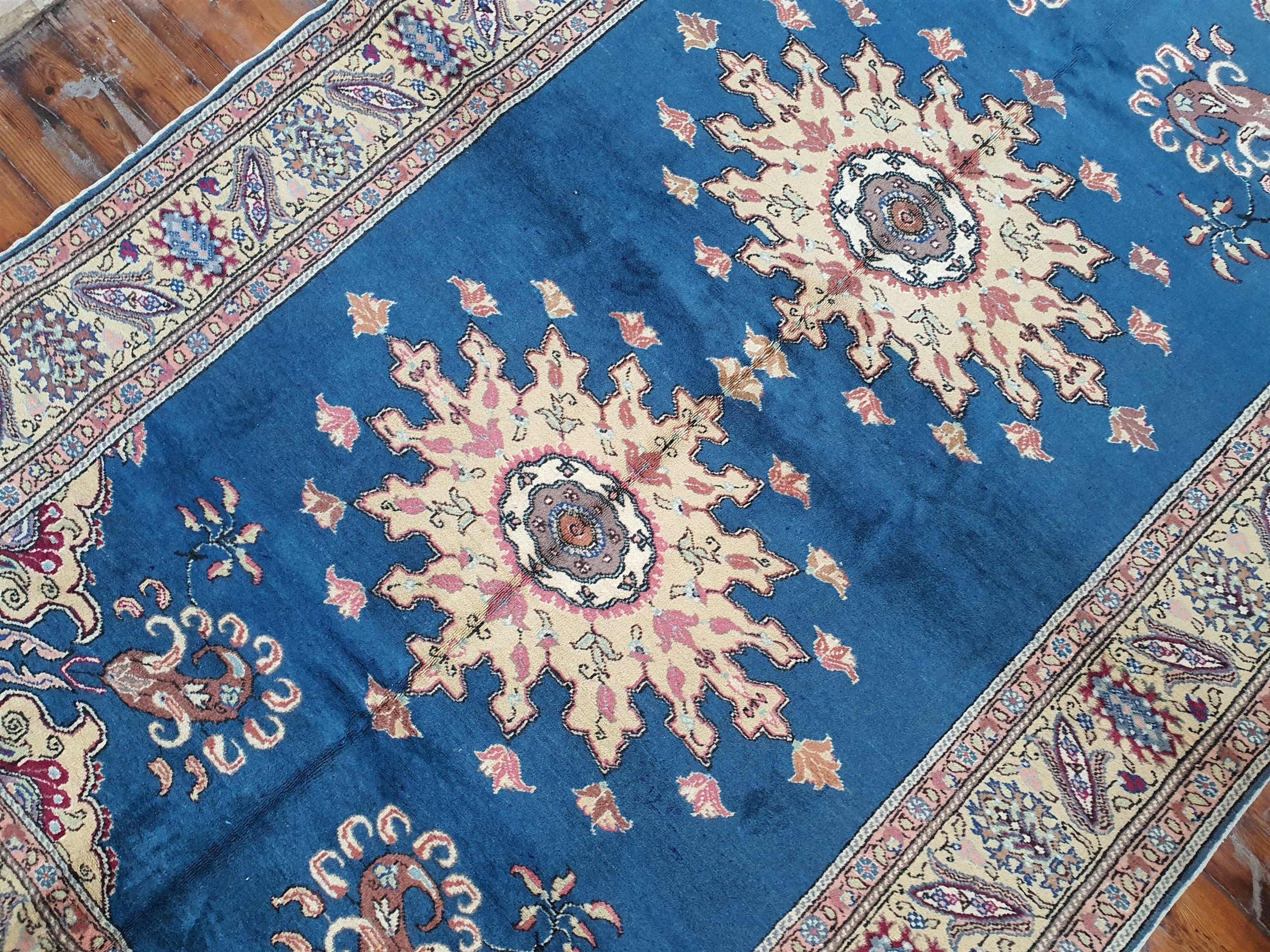 Caucasian Kazak Rug 7x5 ft Vintage Turkish Geometric Medallion Rug