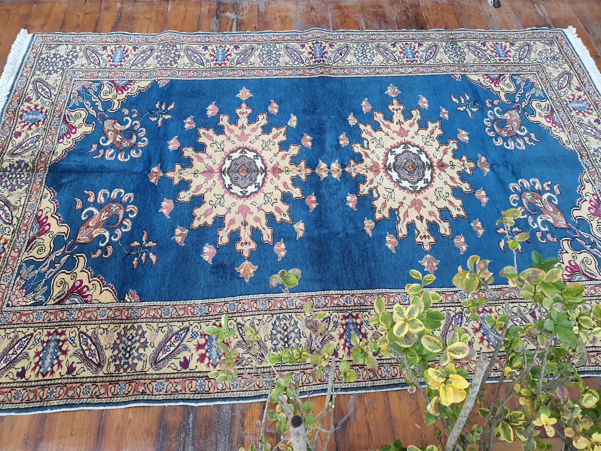 Caucasian Kazak Rug 7x5 ft Vintage Turkish Geometric Medallion Rug