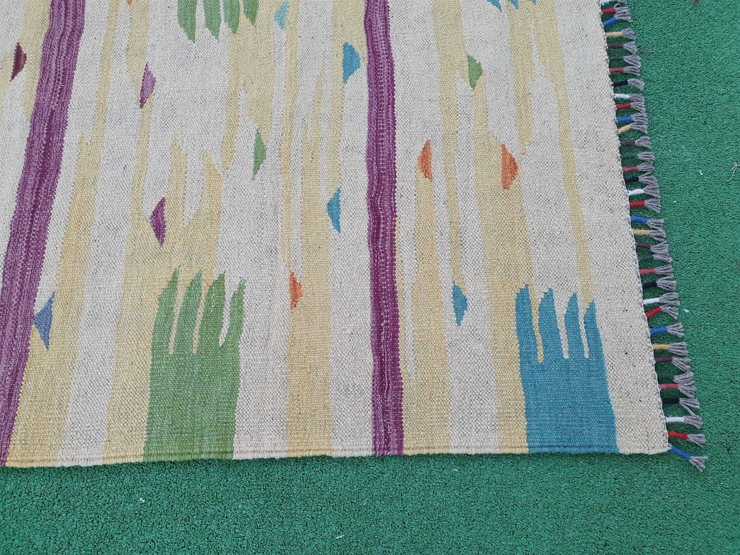 Turkish Kilim Runner Rug 15 x 2 ft Long Pale Green Grey Narrow Entryway or Hallway Passage Rug, Persian Rug for Kitchen Bedroom or Corridor