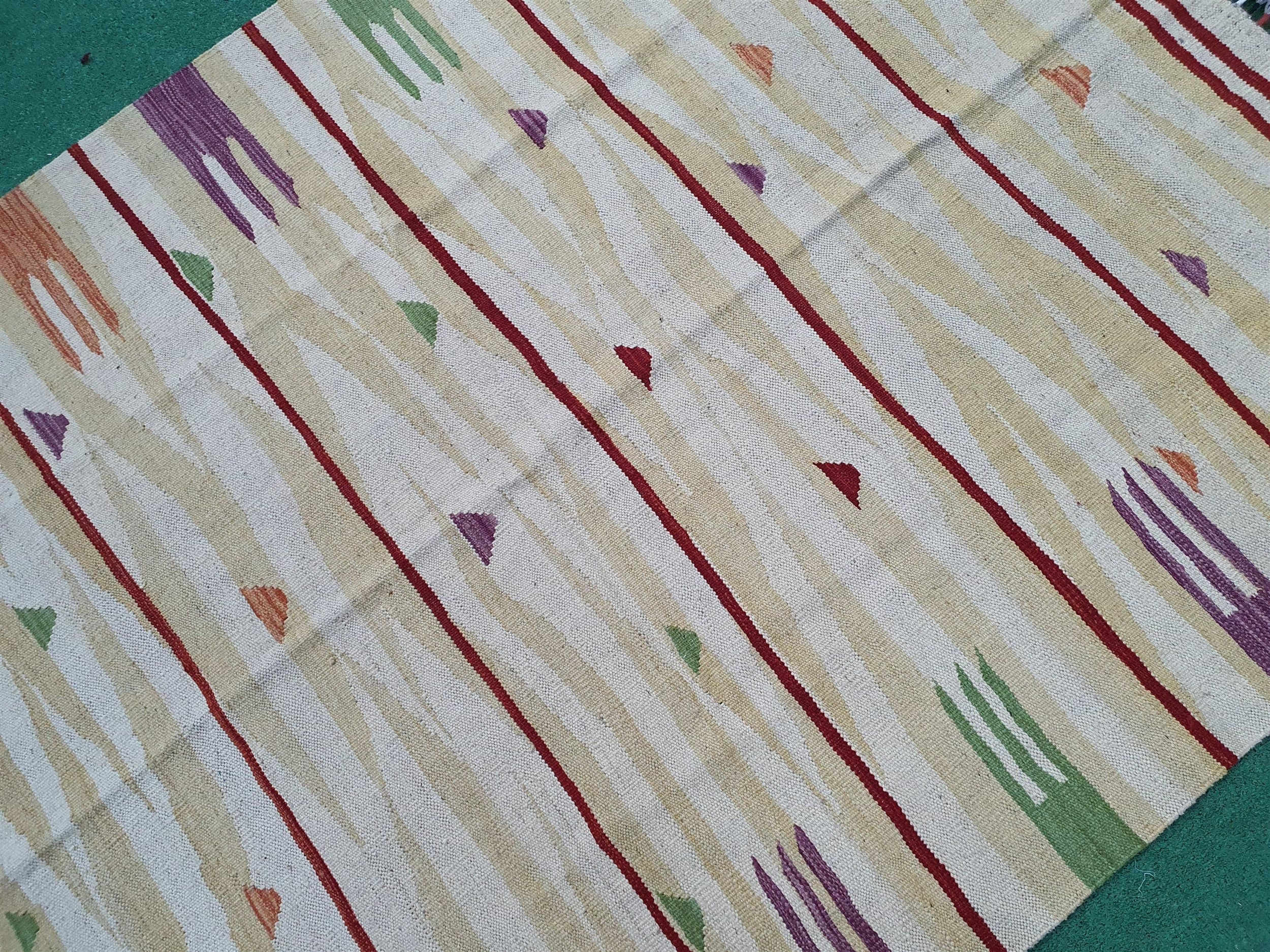 Alfombra Kilim vintage Oushak de 1,8 x 1,2 m, color verde y naranja, estilo bohemio turco, estilo retro, para sala de estar, cocina, dormitorio, decoración persa y marroquí para el hogar