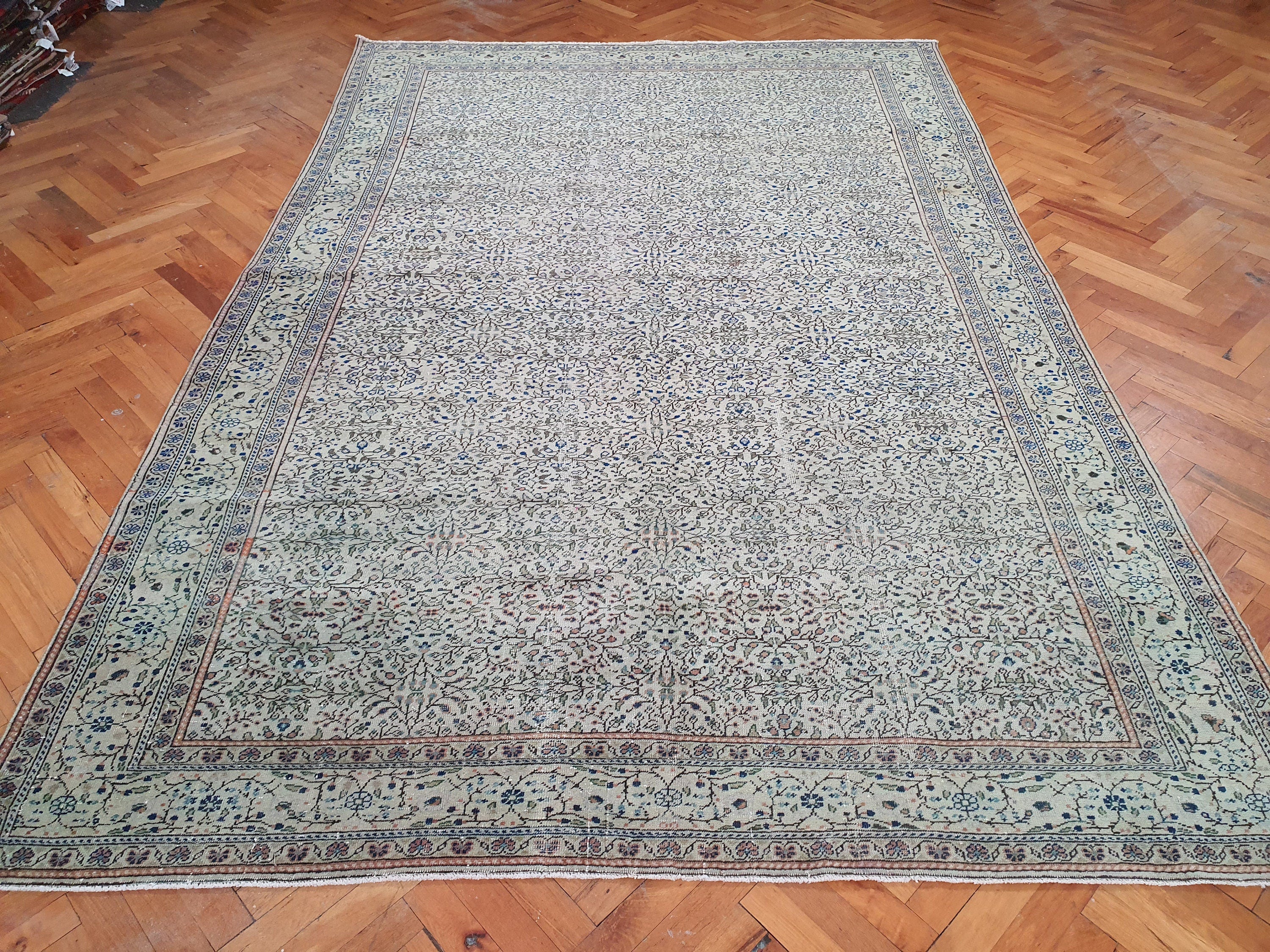 Kayseri Turkish Rug, Vintage Handmade Organic Wool Rug 9'4"x6'1"