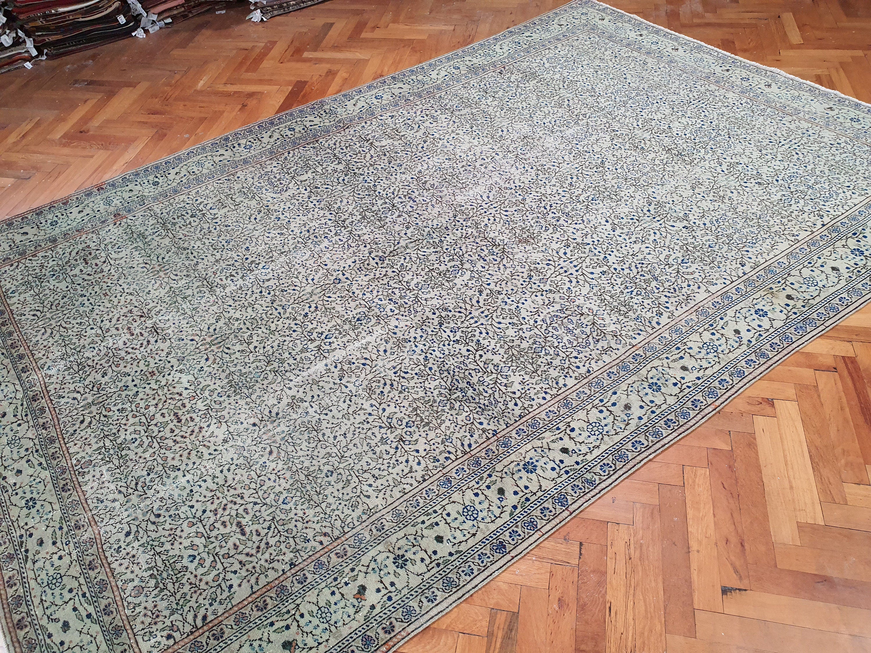 Kayseri Turkish Rug, Vintage Handmade Organic Wool Rug 9'4"x6'1"