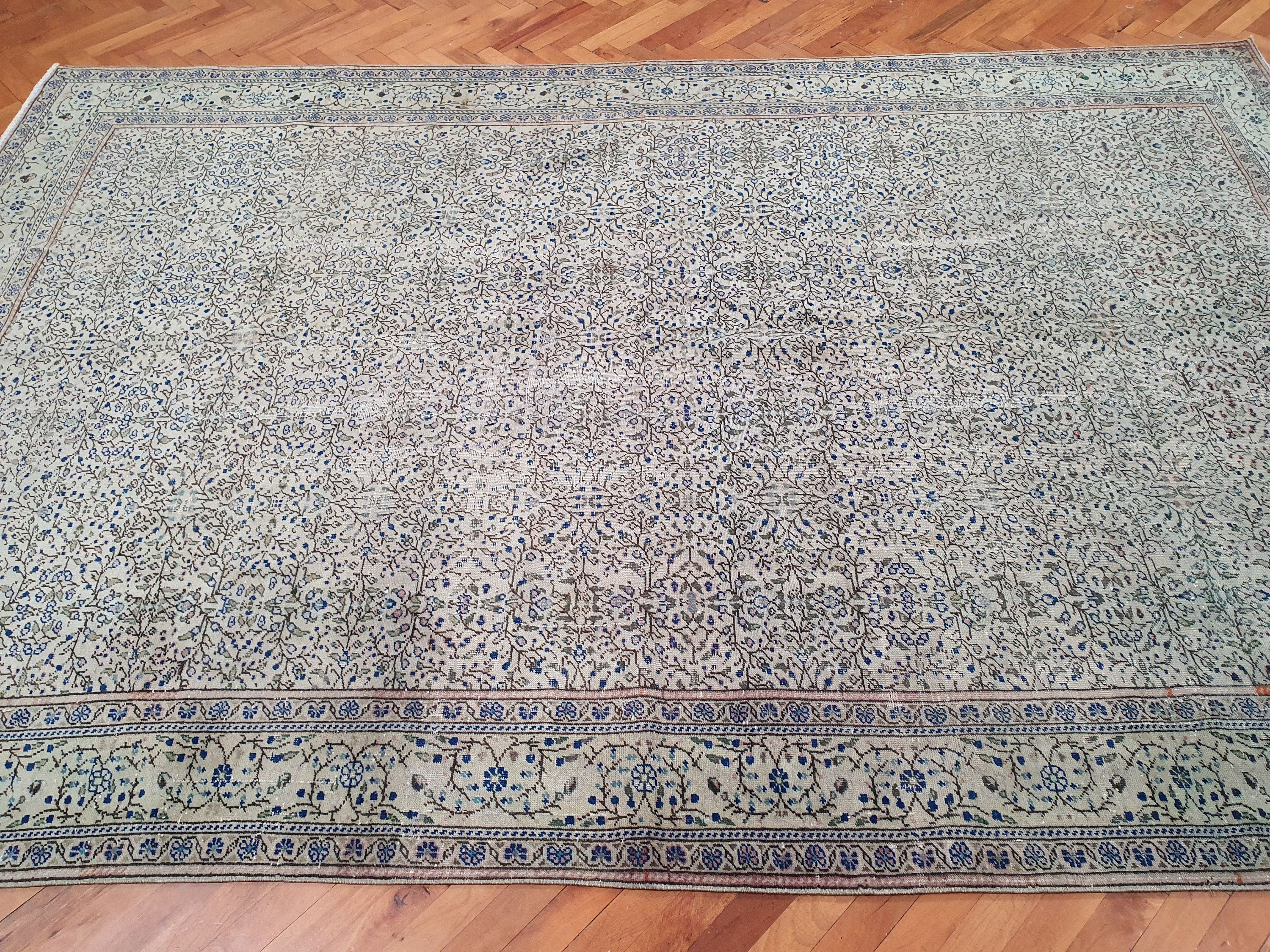 Kayseri Turkish Rug, Vintage Handmade Organic Wool Rug 9'4"x6'1"