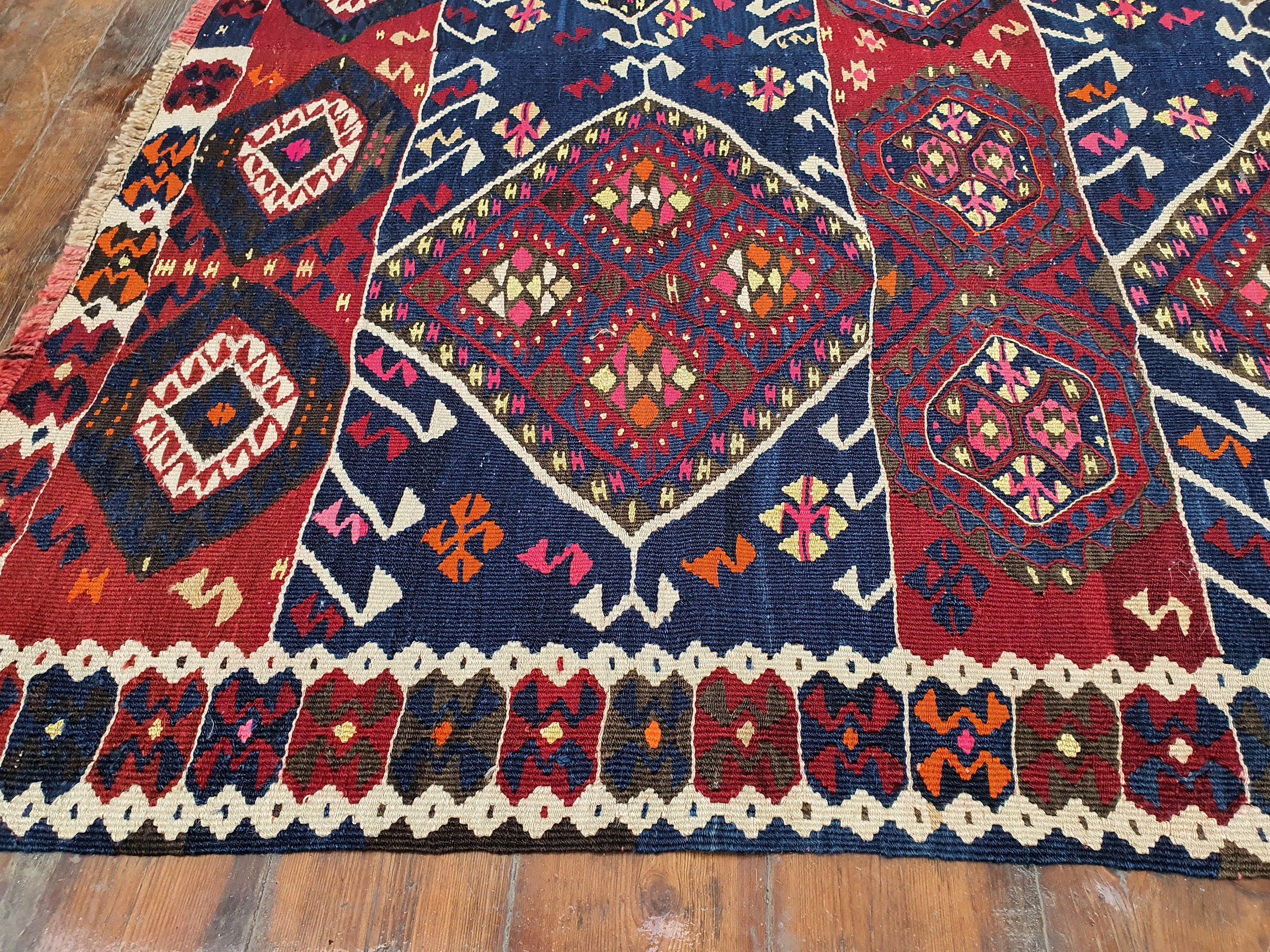Van Turkish Kilim Rug 7 x 4 ft Handmade Natural Wool Persian Area Rug, Tribal Nomadic Boho Rustic Decor Moroccan Berber Living Room Rug
