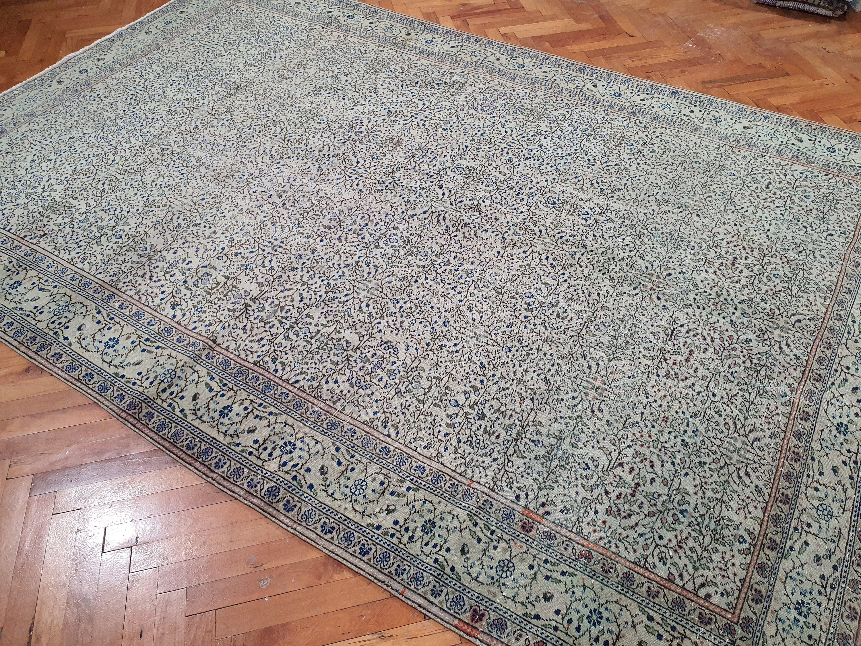 Kayseri Turkish Rug, Vintage Handmade Organic Wool Rug 9'4"x6'1"