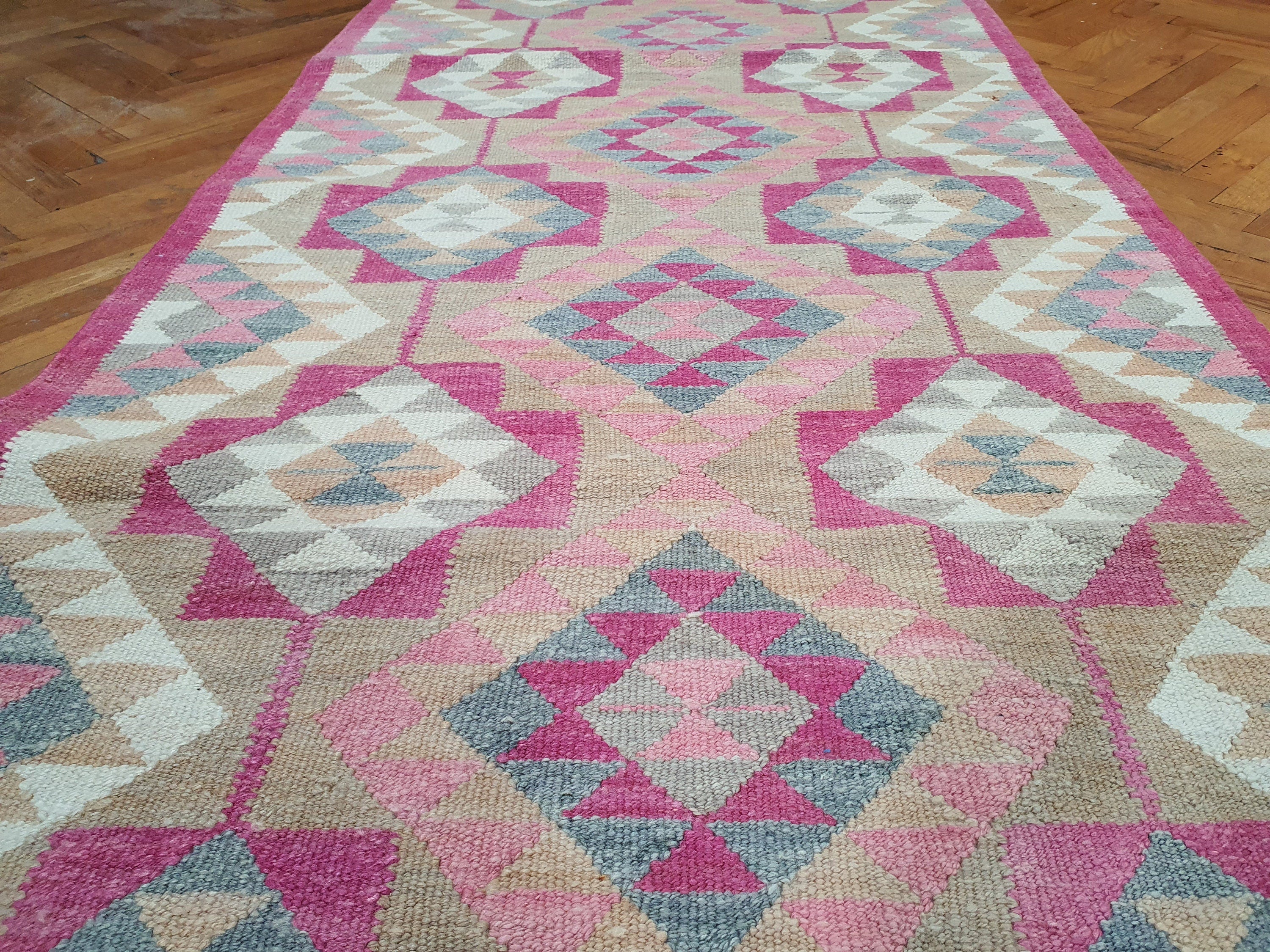 Vintage Kilim Runner Rug 12 x 3 ft