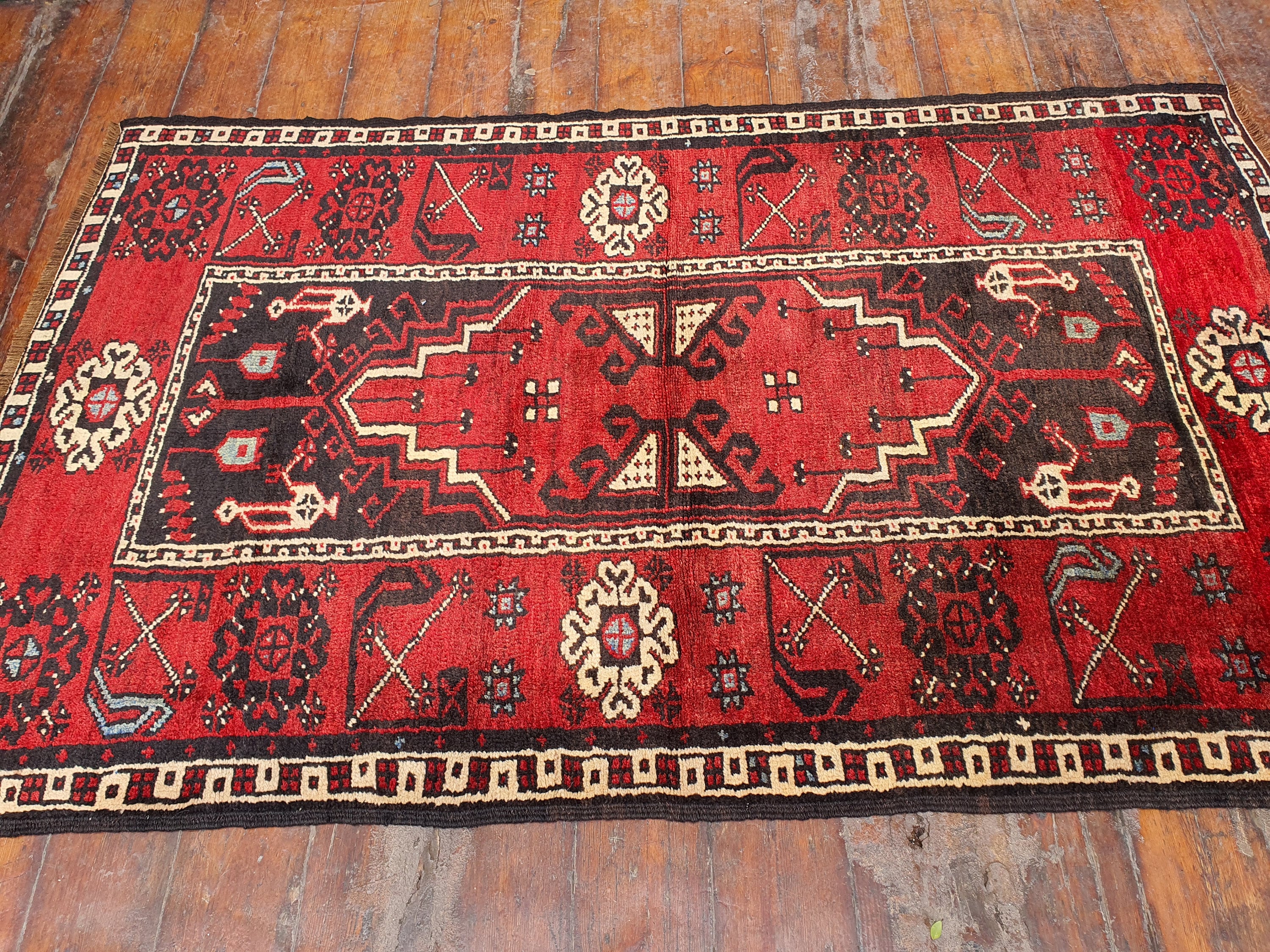 Red and Black Antique Anatolian Area Rug ''6'' x 3'7''
