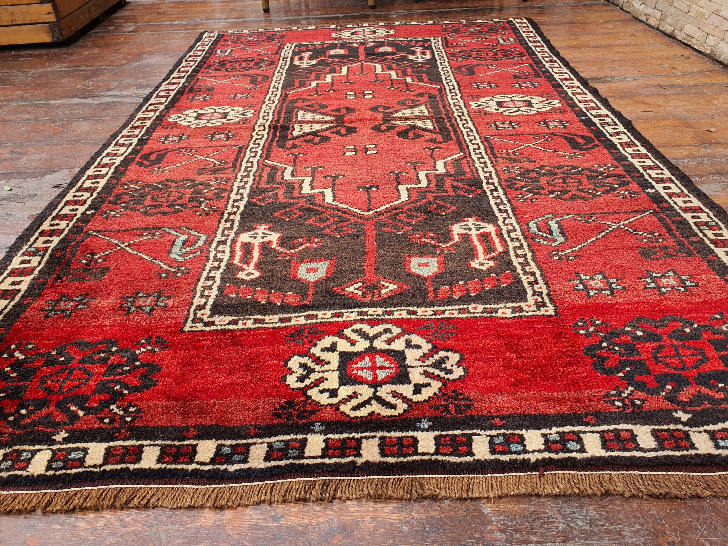 Red and Black Antique Anatolian Area Rug ''6'' x 3'7''