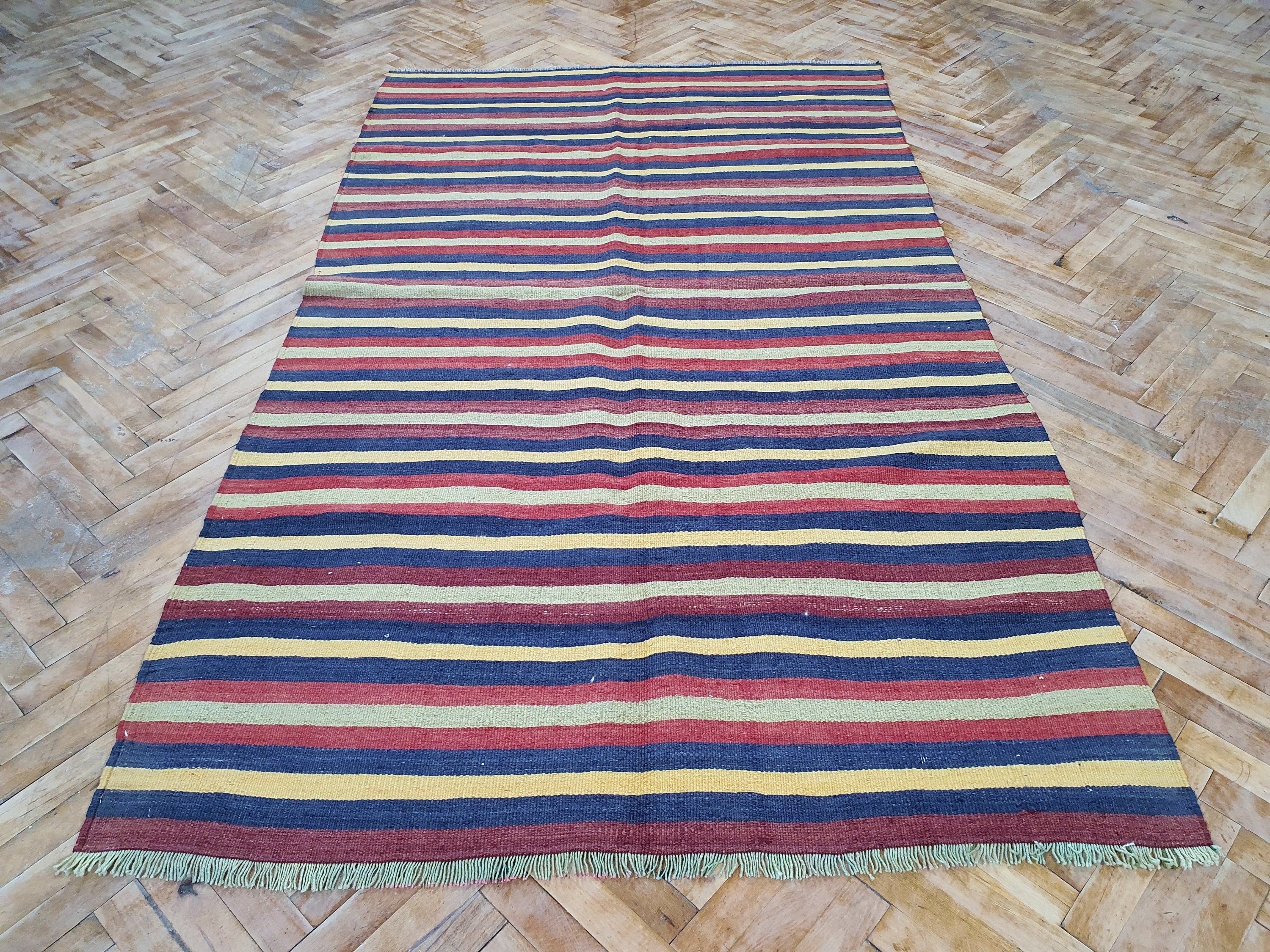 Alfombra de lana tejida a mano estilo marroquí con decoración vintage, estilo persa, estilo bohemio, estilo turco colorido, 7'2'' x 4'4''