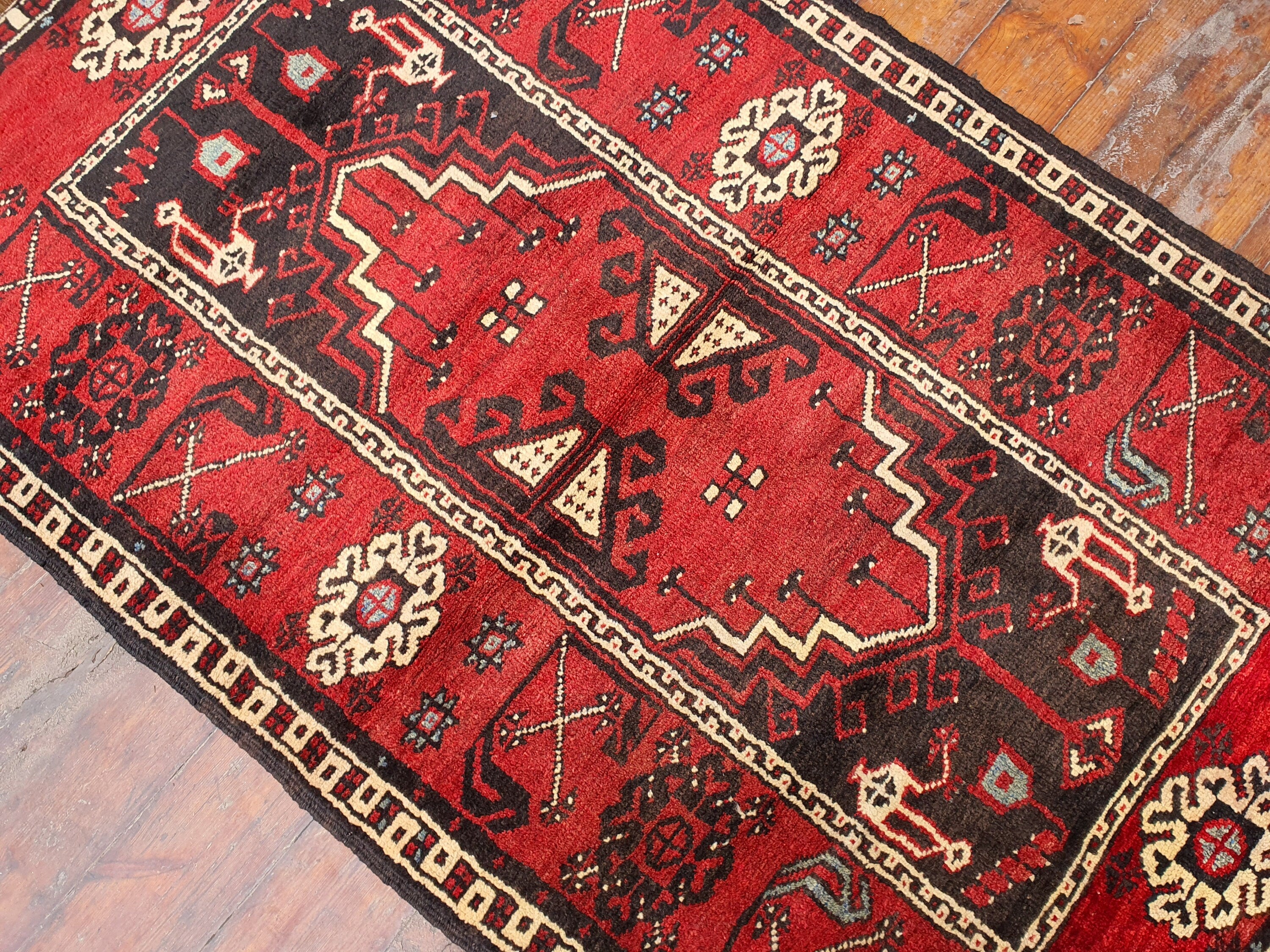 Red and Black Antique Anatolian Area Rug ''6'' x 3'7''