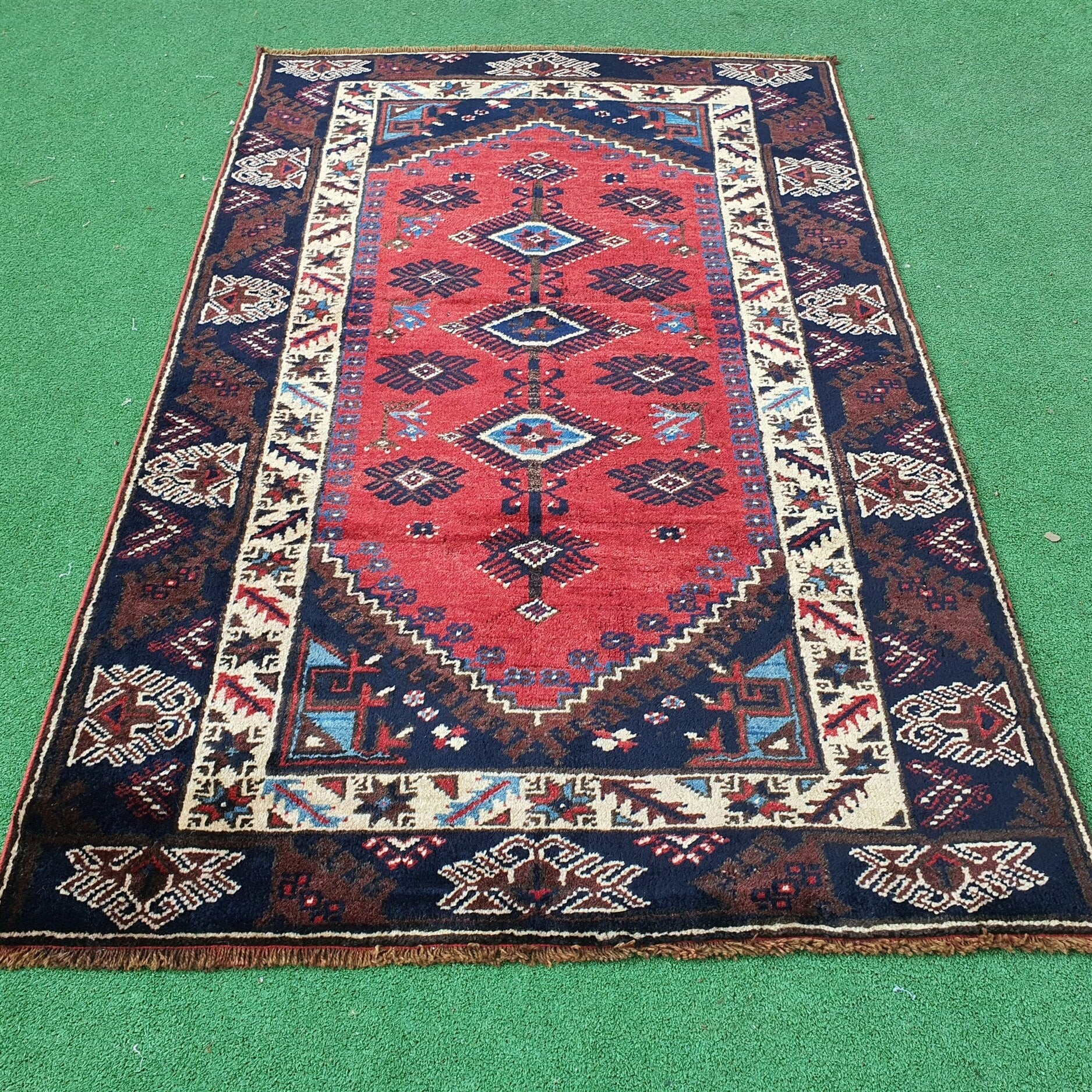 Red Vintage Turkish Antalya Rug 5'9''x3'6''