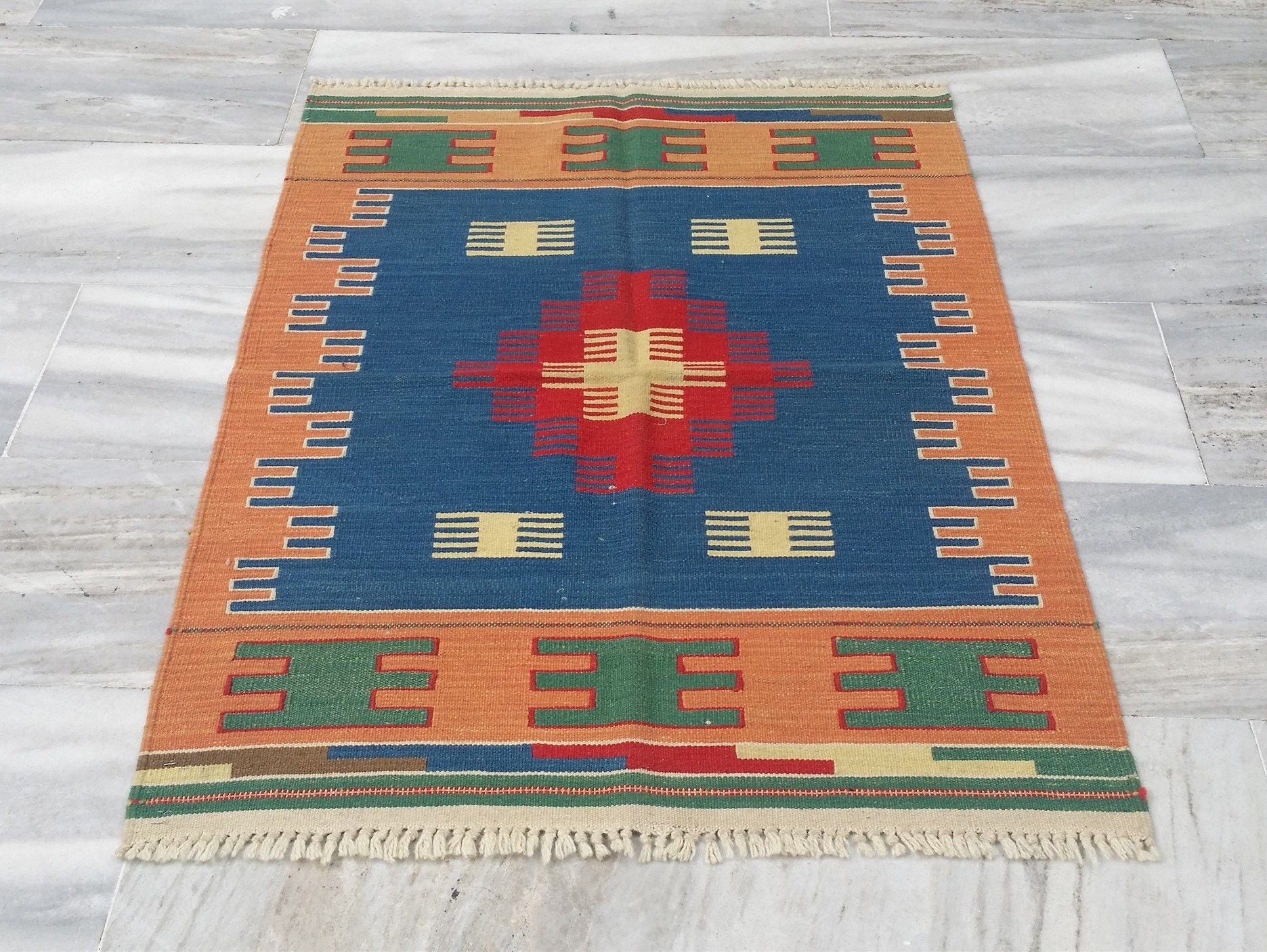 Small Turkish Kilim, 2 ft 10 in x 1 ft 11 in Vintage Door Mat