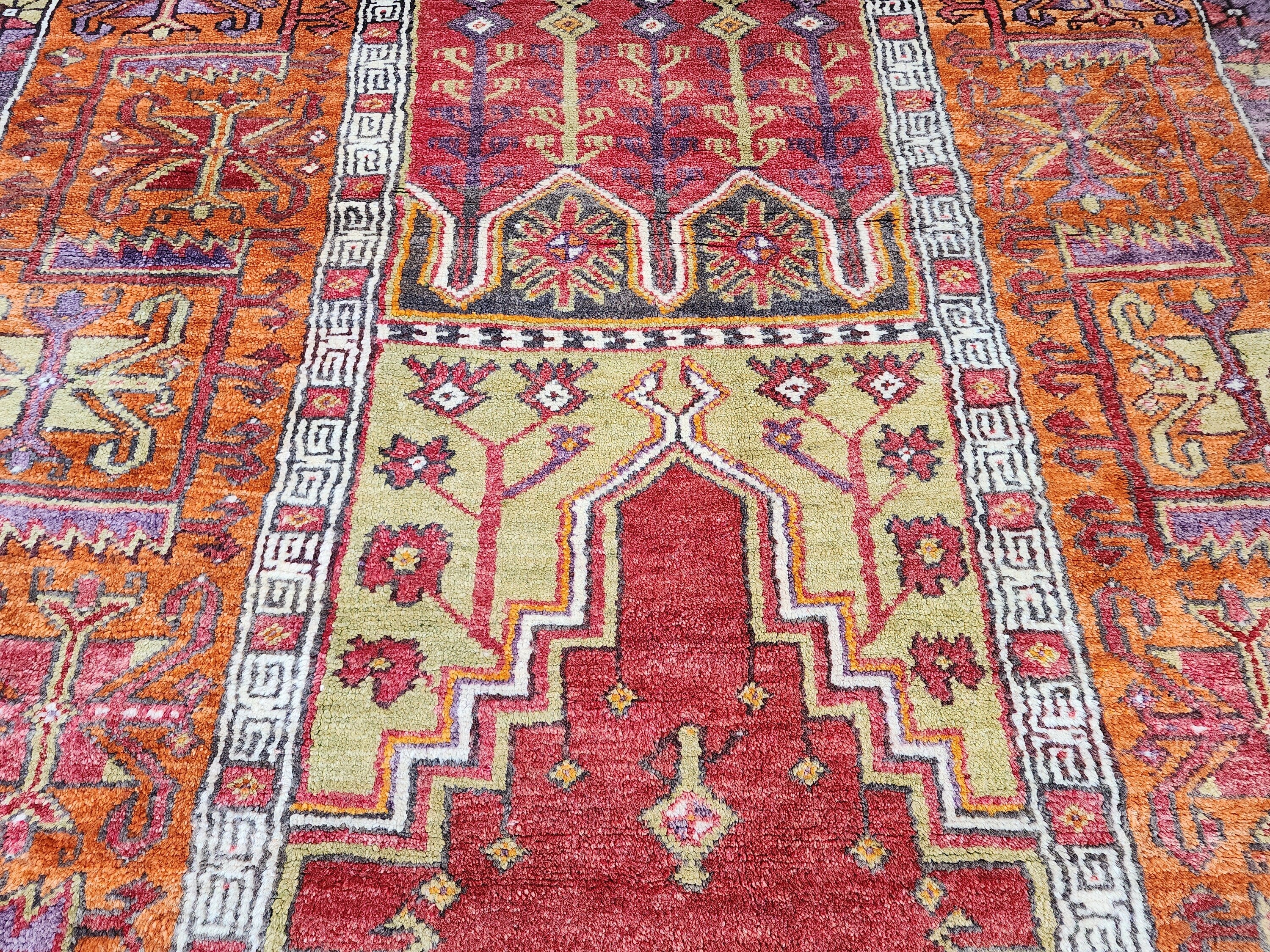 Antique Konya Turkish Rug, 7 ft x 5 ft Tribal Prayer Rug