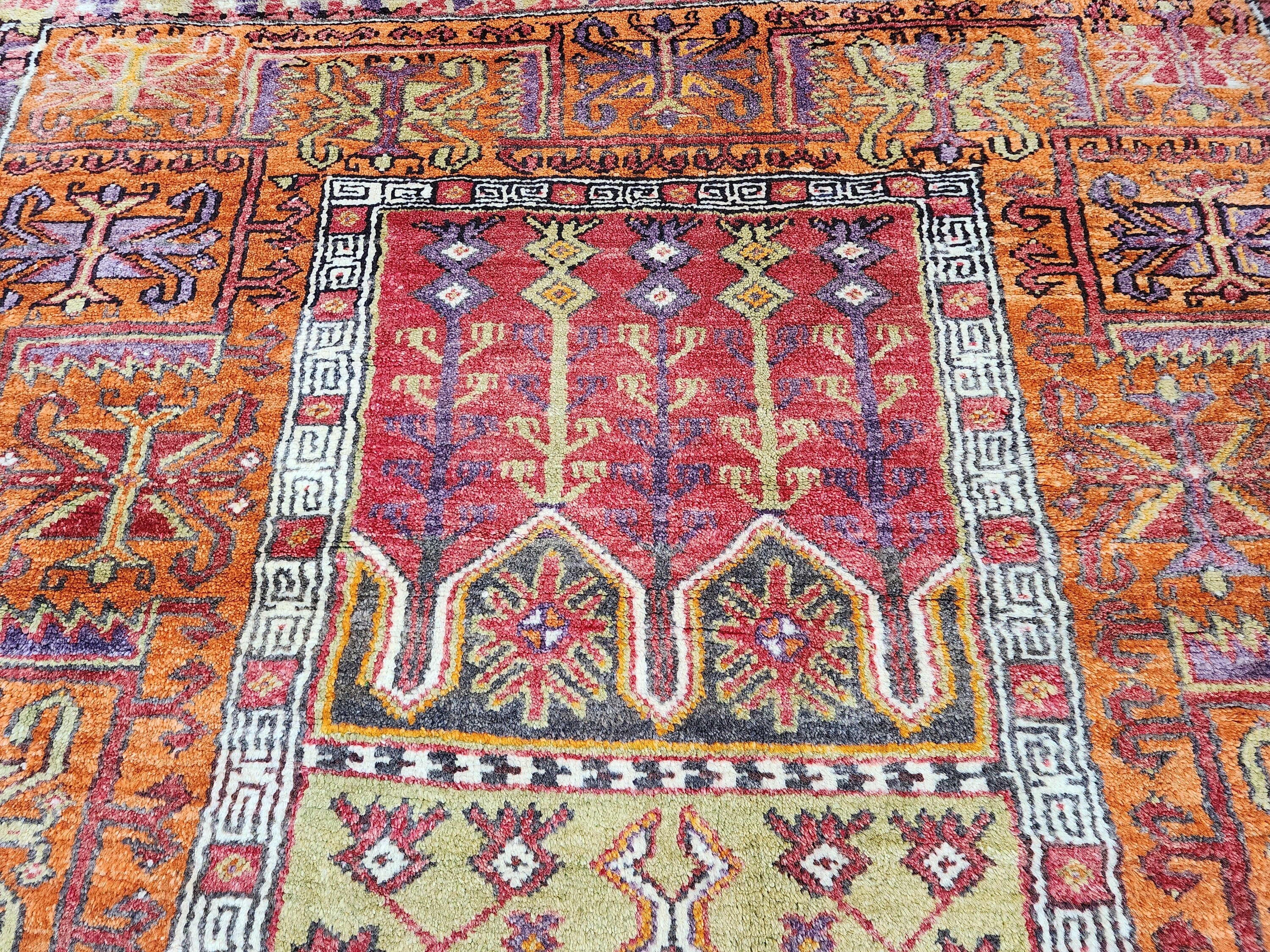 Antique Konya Turkish Rug, 7 ft x 5 ft Tribal Prayer Rug