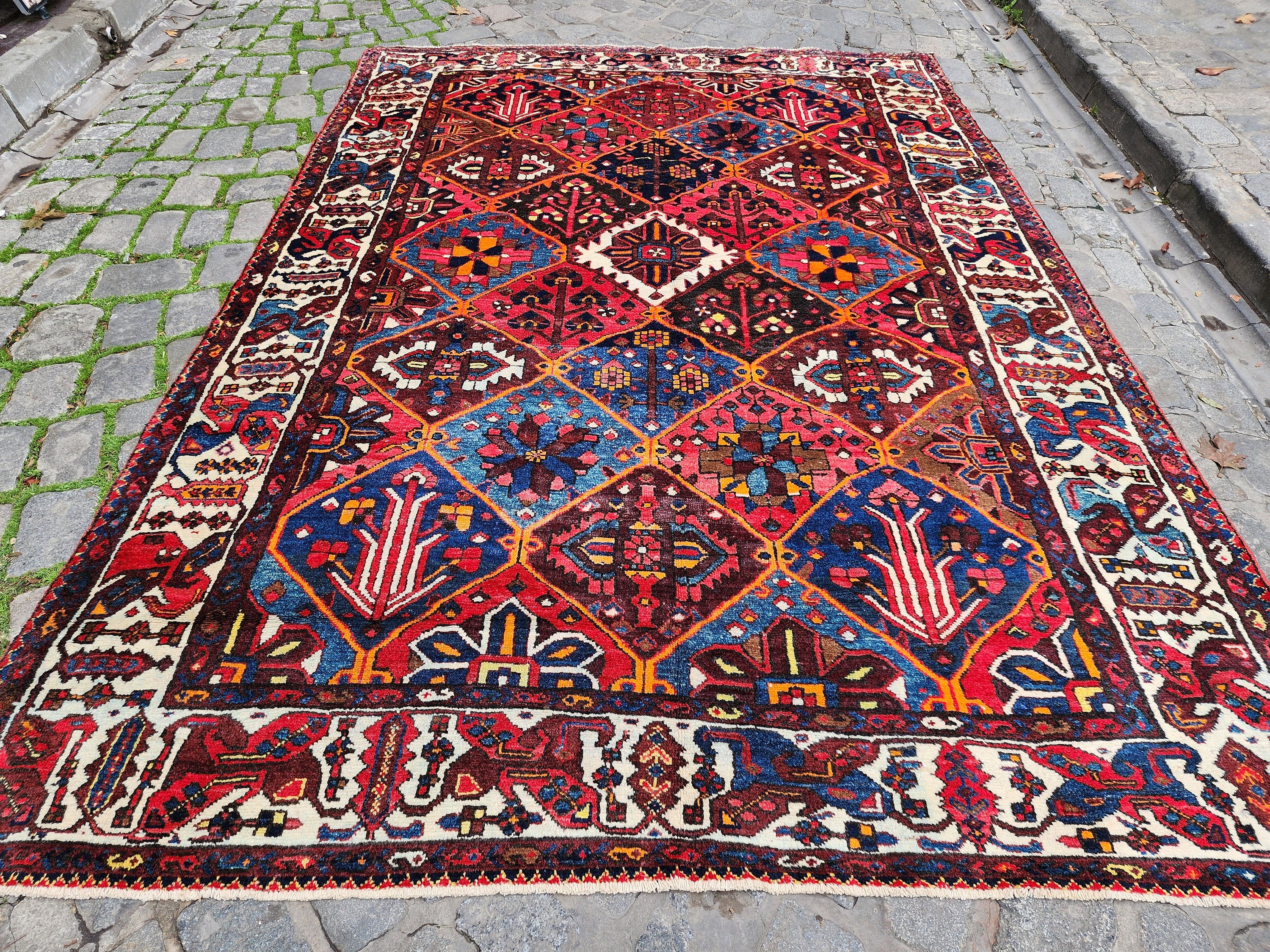 Persian Area Rug for the Living Room, Vintage Tribal Nomadic Rustic Decor, Handmade Organic Wool Bohemian Moroccan Style Rug 10'2"x7'3'' ft