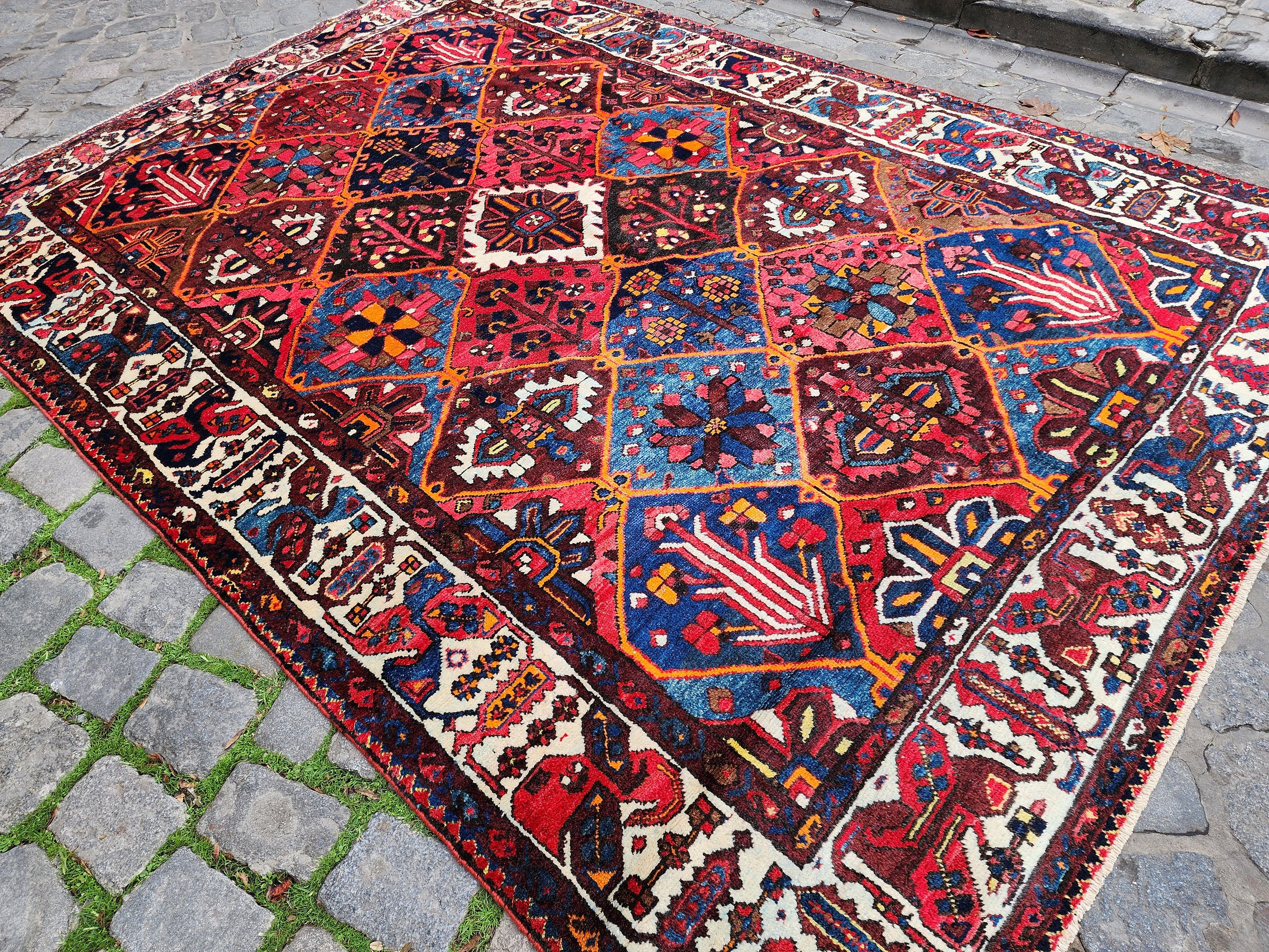 Persian Area Rug for the Living Room, Vintage Tribal Nomadic Rustic Decor, Handmade Organic Wool Bohemian Moroccan Style Rug 10'2"x7'3'' ft