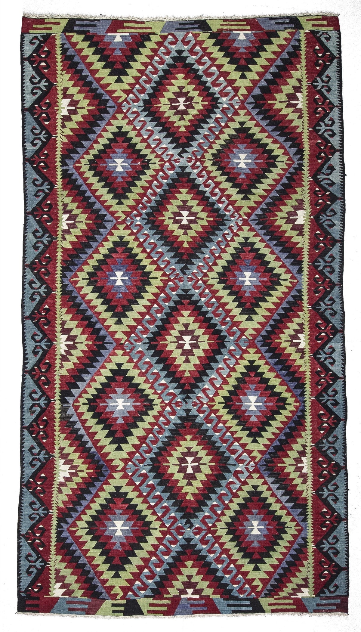 Vintage Oushak wool area rug with soft muted colours
