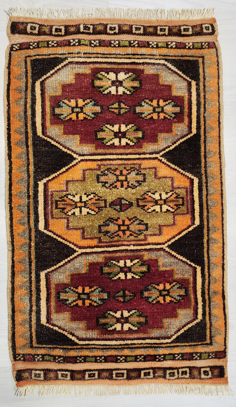 Hand-knotted Turkish rug showing intricate craftsmanship