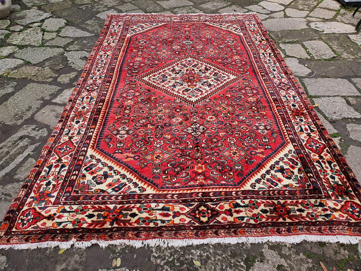 Floral Rugs — Large Persian Rug 10'8''x6'6'' Red and Blue