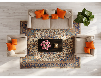 Living Room Rugs — Finest Quality Antique Pirot Kilim Rug, 9 ft x 7 ft 7 in