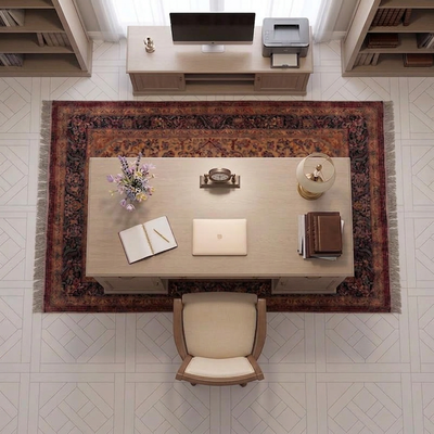 Office Rugs — Finest Quality Antique Pirot Kilim Rug, 9 ft x 7 ft 7 in